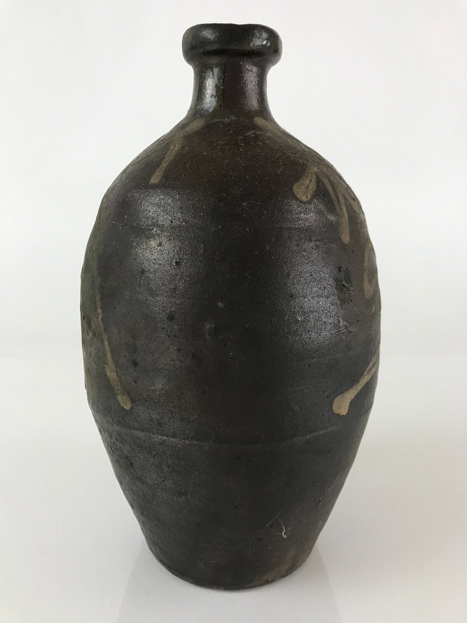 Japanese Ceramic Sake Bottle Vtg Kayoi Tokkuri Hand-Written Kanji TS455