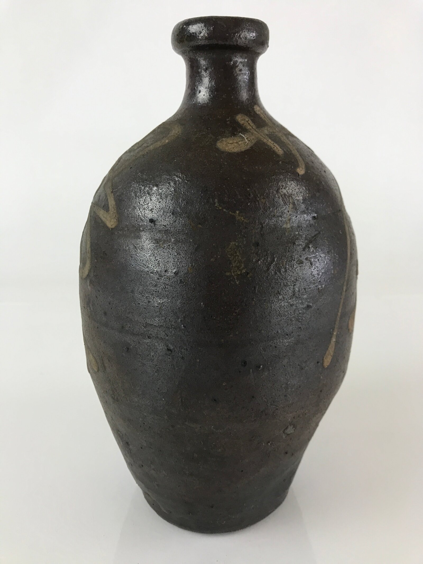 Japanese Ceramic Sake Bottle Vtg Kayoi Tokkuri Hand-Written Kanji TS455
