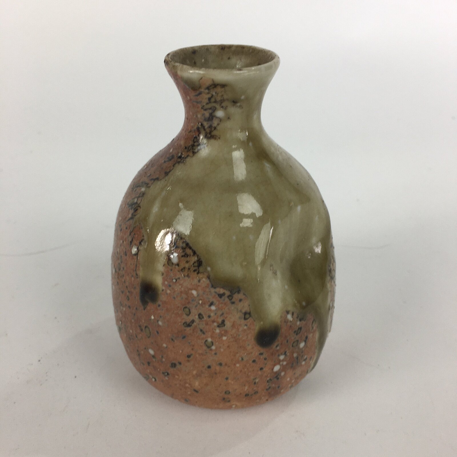 Japanese Ceramic Sake Bottle Vtg Pottery Brown Pebbles Ishihaze Tokkuri TS302