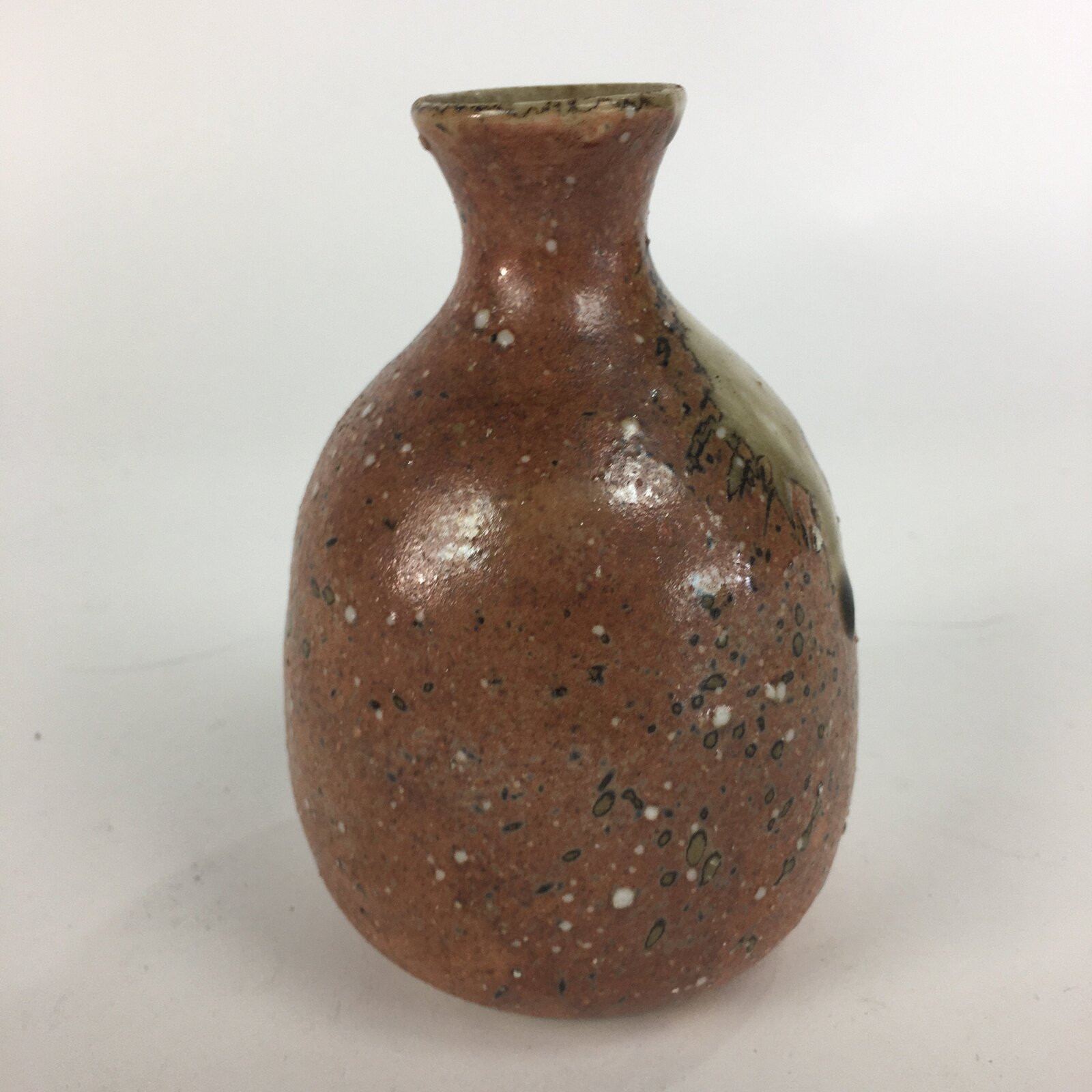 Japanese Ceramic Sake Bottle Vtg Pottery Brown Pebbles Ishihaze Tokkuri TS302