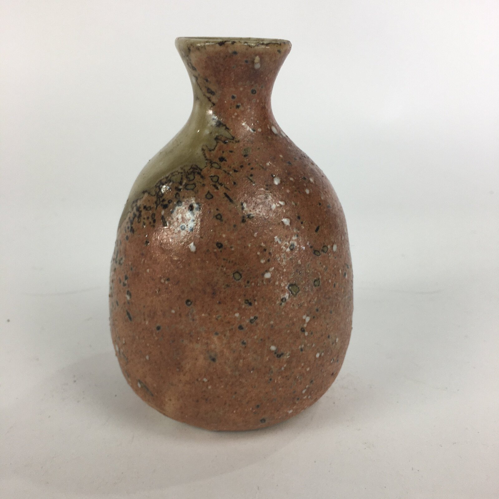 Japanese Ceramic Sake Bottle Vtg Pottery Brown Pebbles Ishihaze Tokkuri TS302
