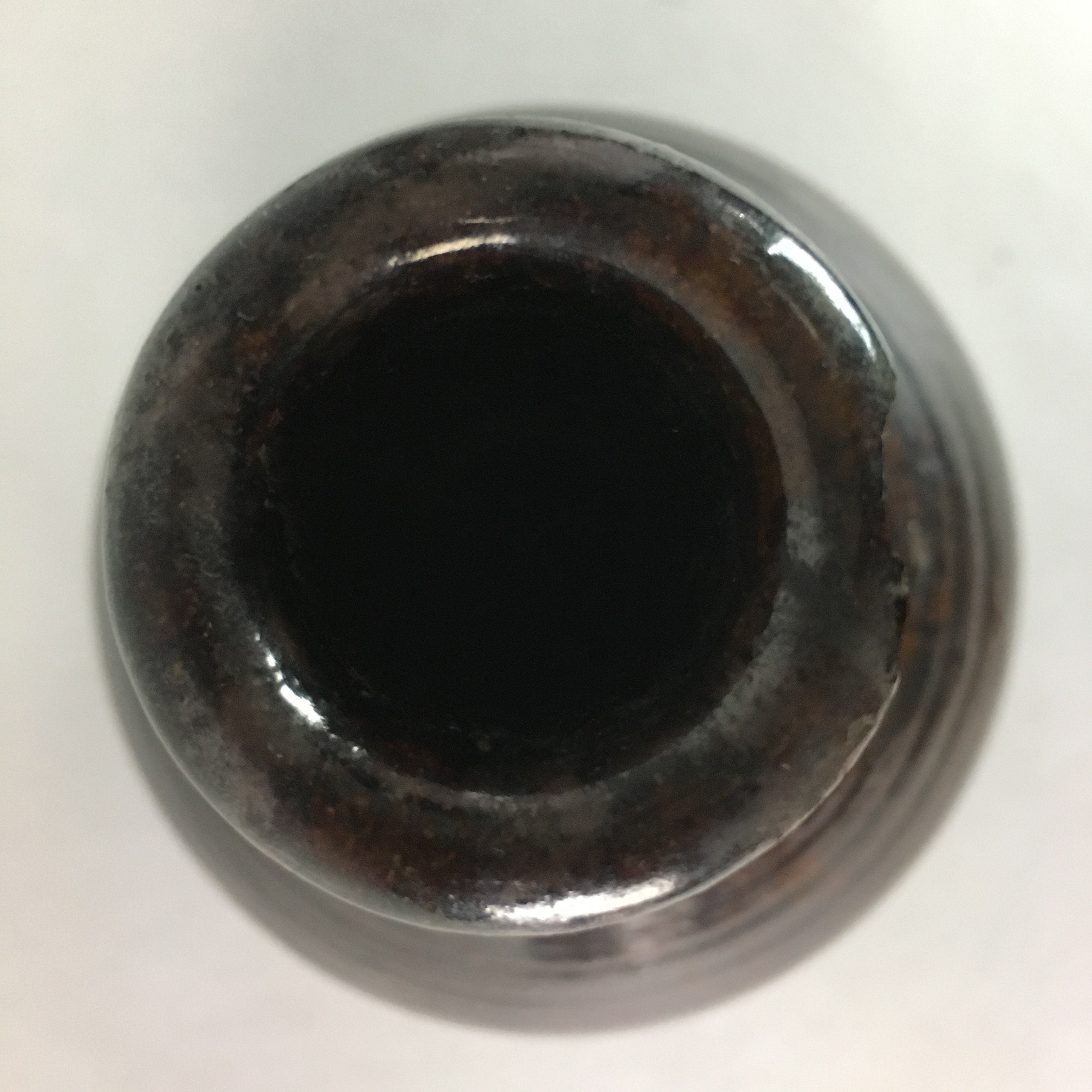 Japanese Ceramic Sake Bottle Vtg Pottery Tokkuri Brown Crane Neck TS179