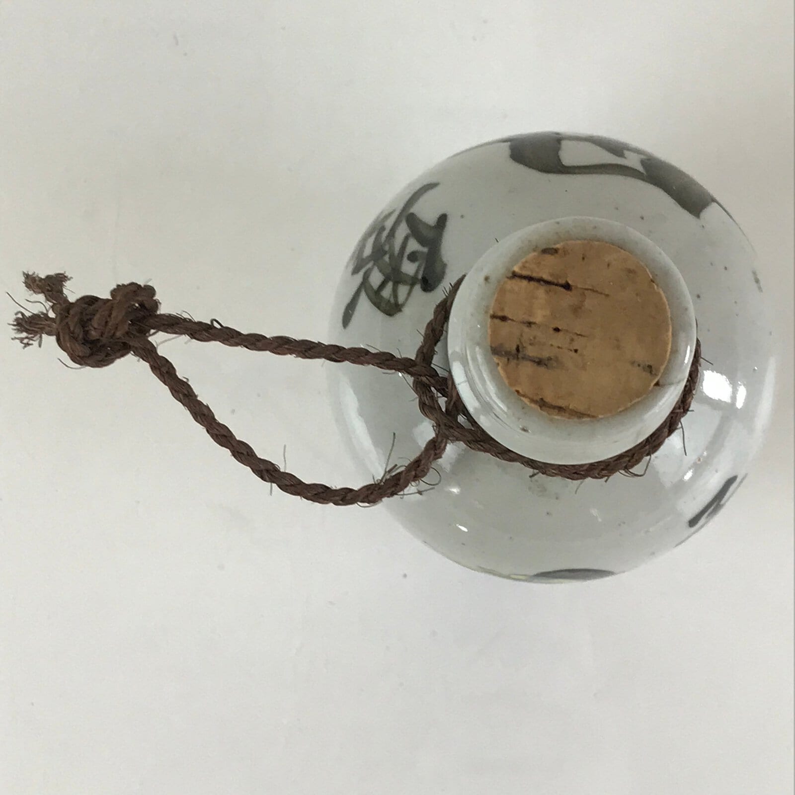 Japanese Ceramic Sake Bottle Vtg Pottery Ukiyo-e Tokkuri Gray TS469