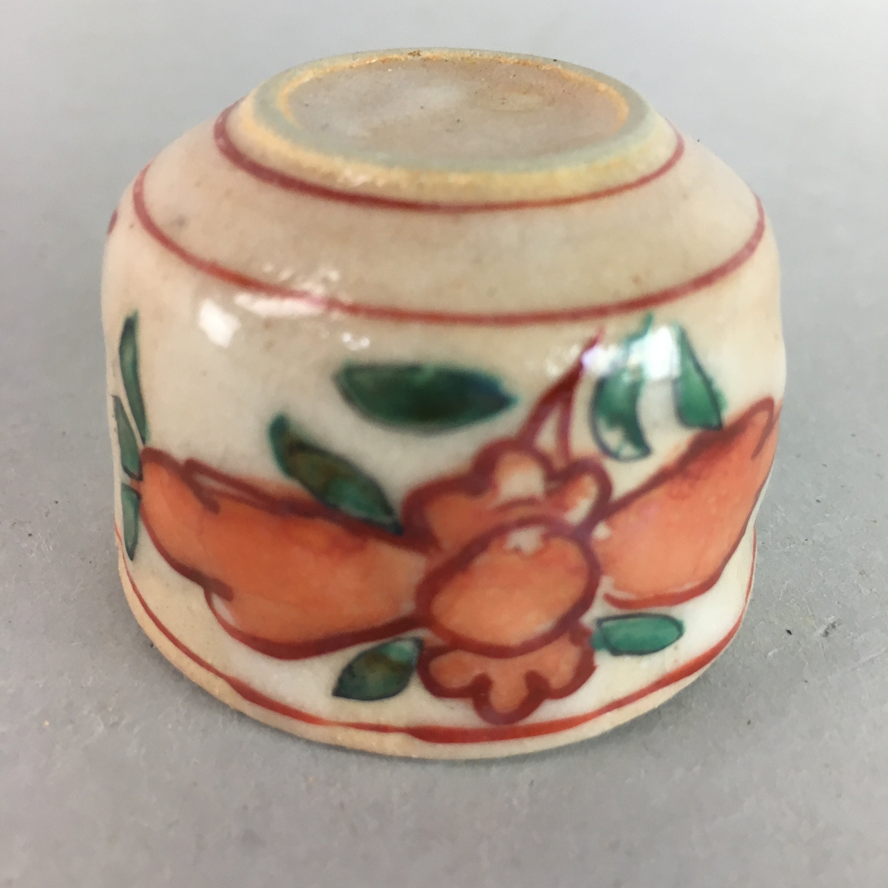 Japanese Ceramic Sake Cup Guinomi Sakazuki Vtg Floral Pottery Crackle GU555