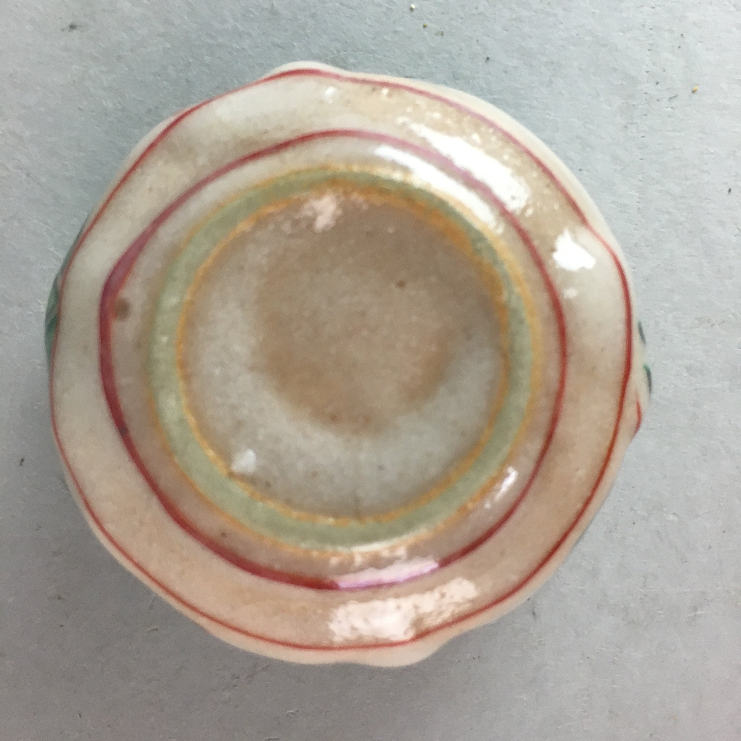 Japanese Ceramic Sake Cup Guinomi Sakazuki Vtg Floral Pottery Crackle GU558