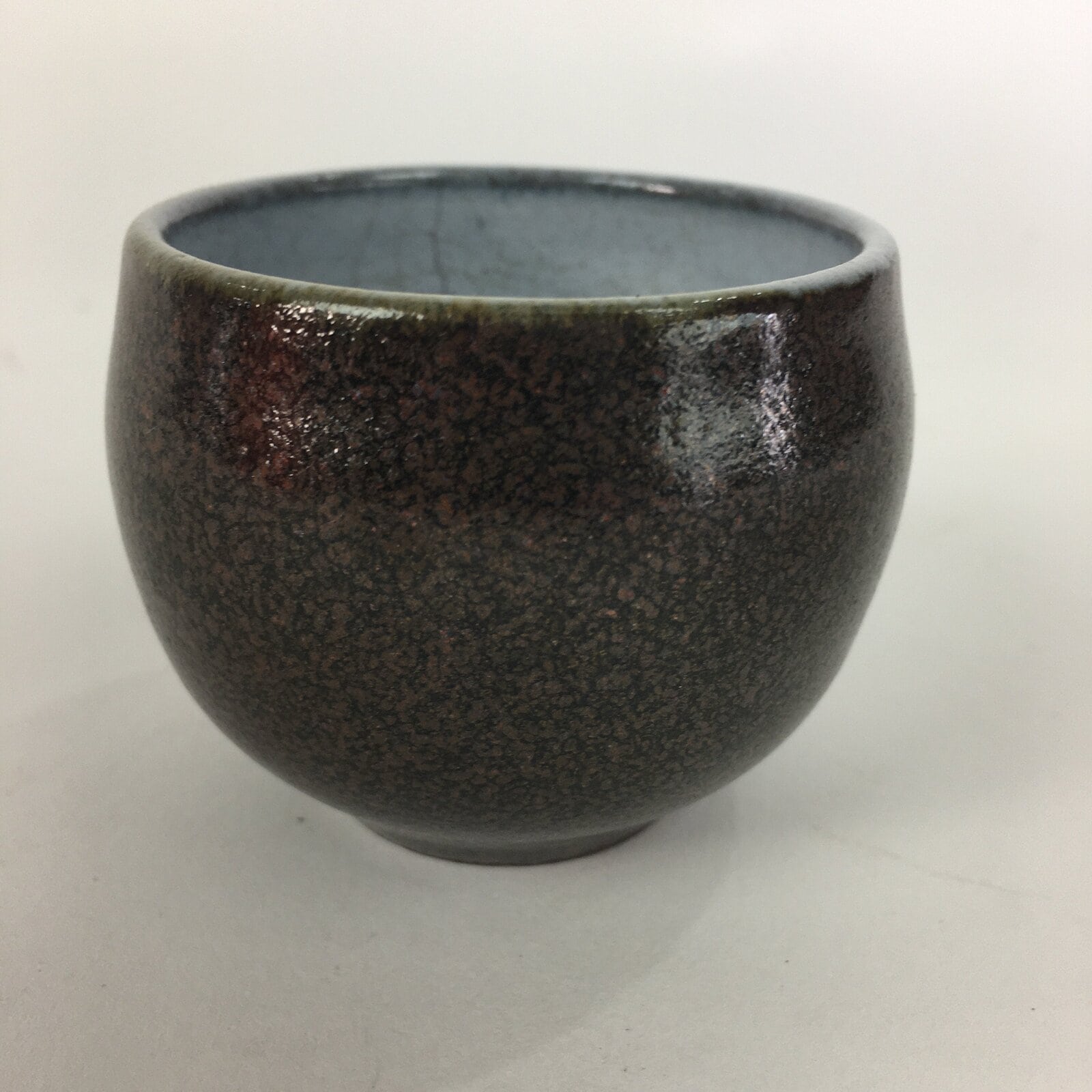 Japanese Ceramic Sake Cup Vtg Guinomi Ochoko Brown White Pottery GU972