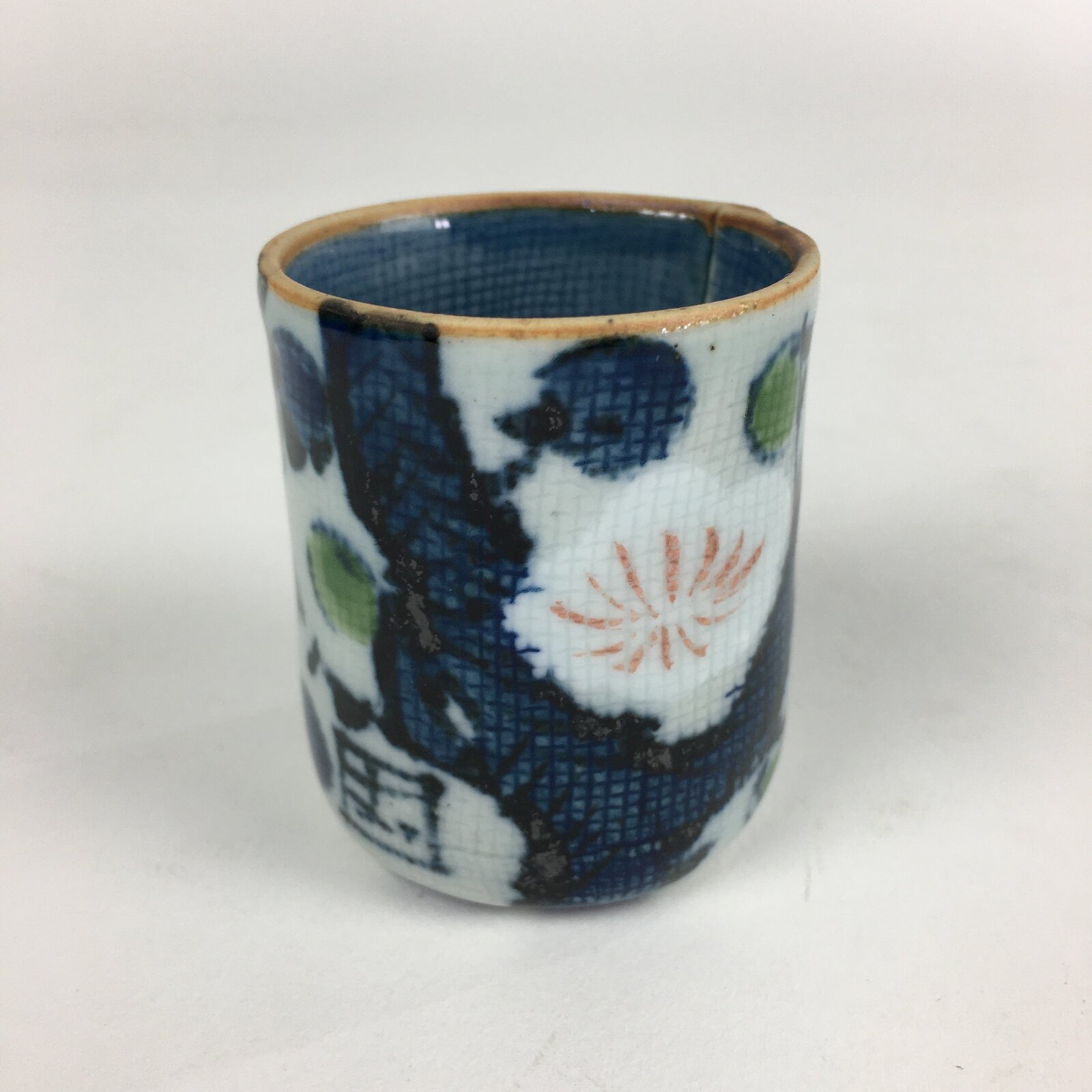 Japanese Ceramic Sake Cup Vtg Pottery Guinomi Ochoko Plum Blossom G55