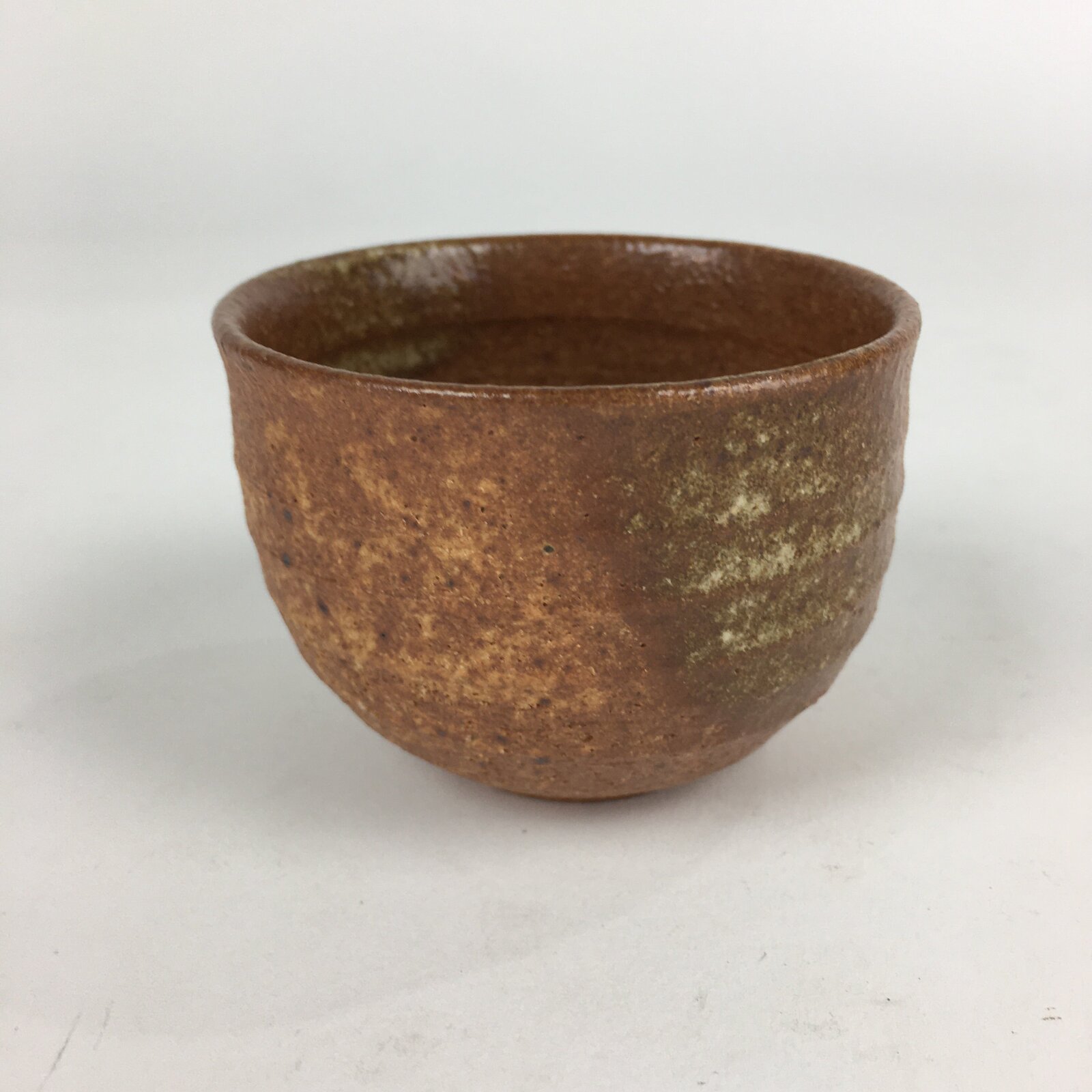 Japanese Ceramic Sake Cup Vtg Pottery Yakimono Guinomi Ochoko Brown G51