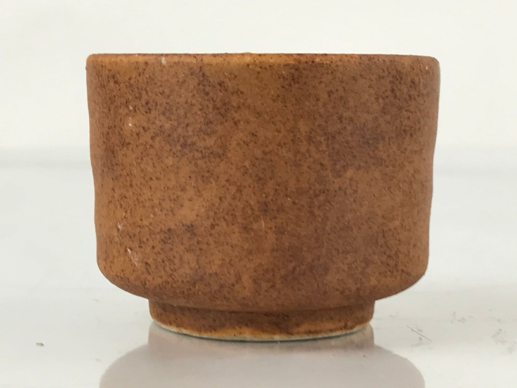 Japanese Ceramic Sake Cup Vtg Tsubomi Guinomi Brown Green Glaze Design G159