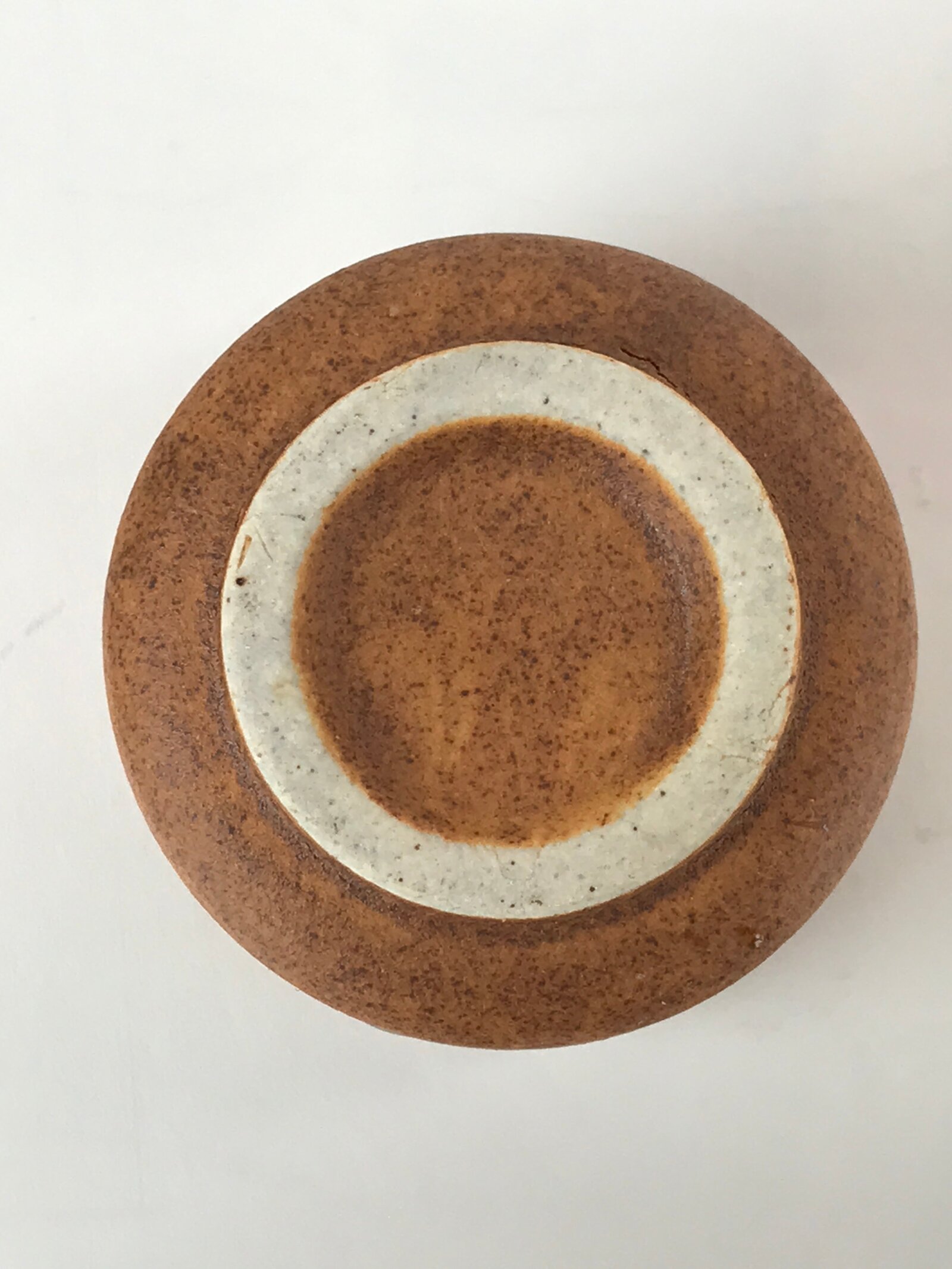 Japanese Ceramic Sake Cup Vtg Tsubomi Guinomi Brown Green Glaze Design G159