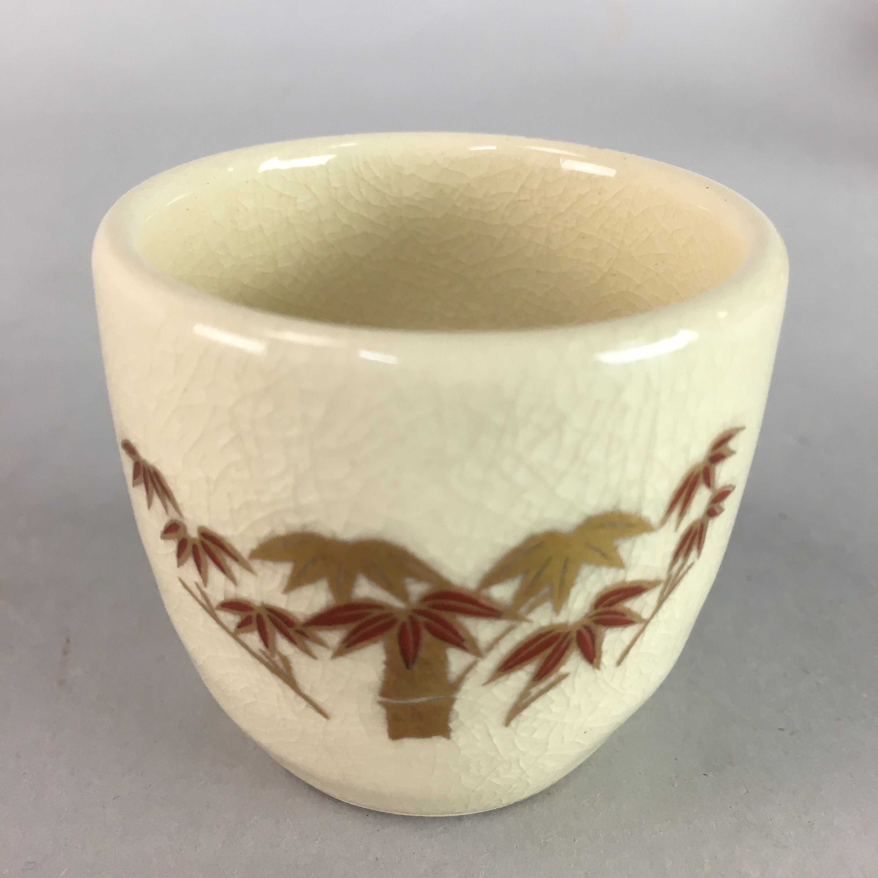 Japanese Ceramic Satsuma Sake Cup Guinomi Sakazuki Vtg Crackle Pottery GU576