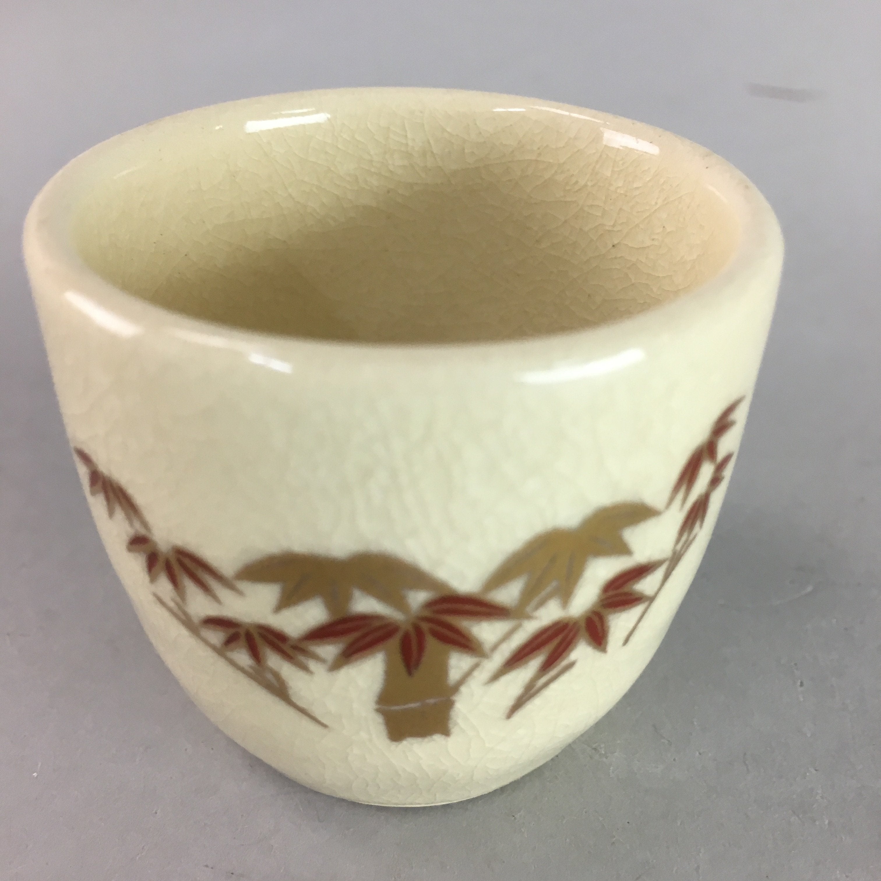 Japanese Ceramic Satsuma Sake Cup Guinomi Sakazuki Vtg Crackle Pottery GU577