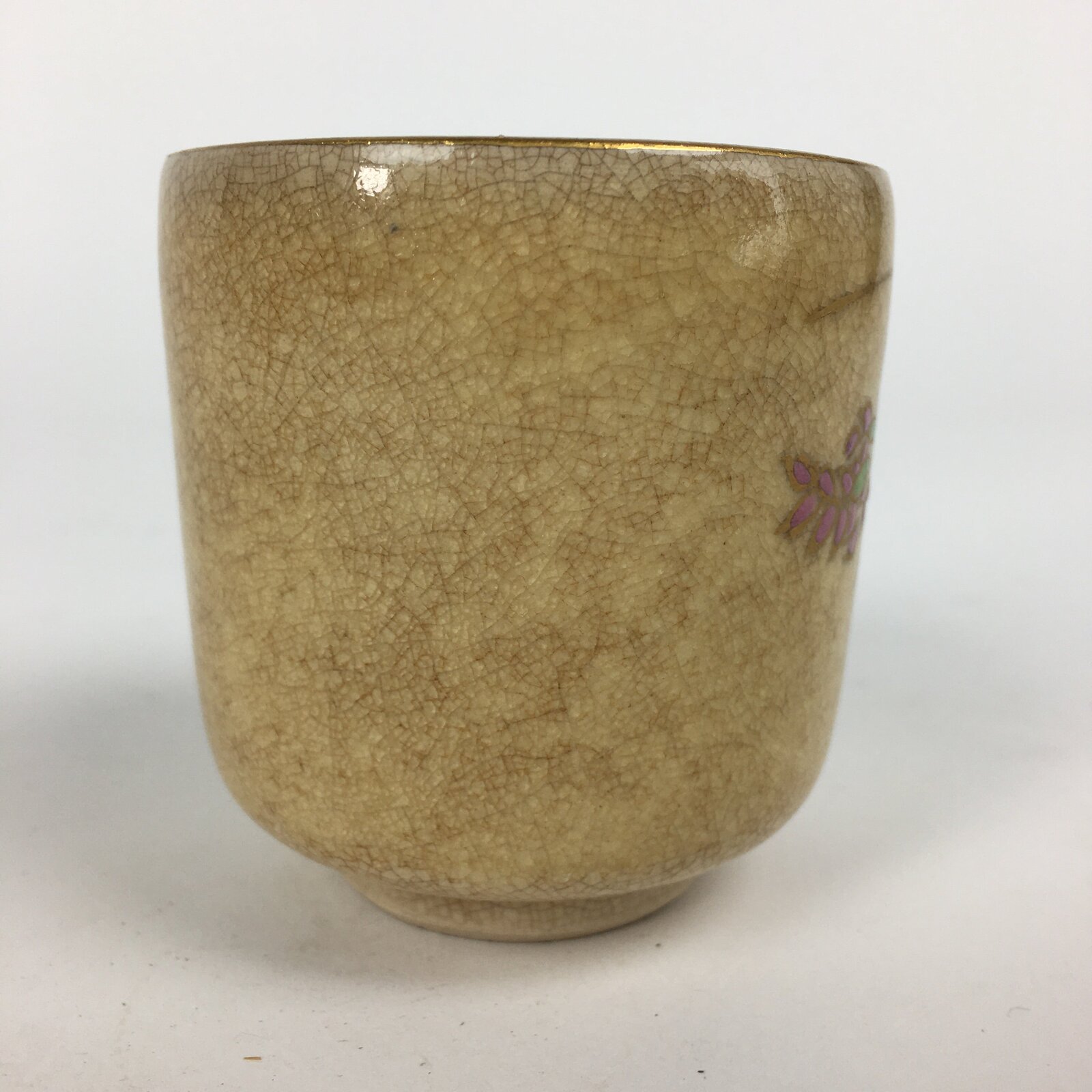 Japanese Ceramic Satsuma Ware Teacup Yunomi Vtg Hand Drawn Sencha TC292