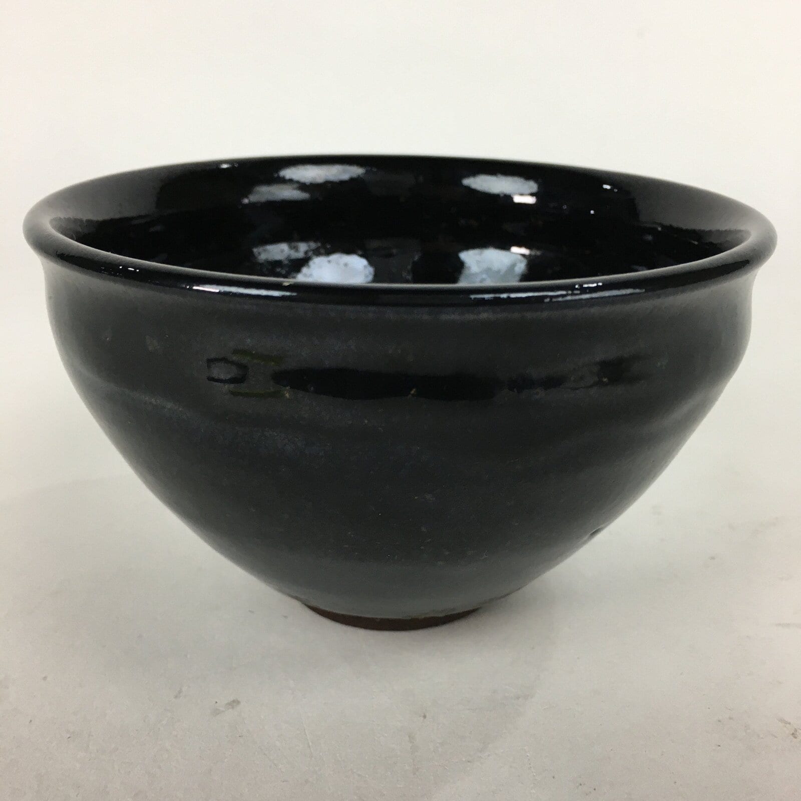 Japanese Ceramic Seto ware Tea Ceremony Bowl Vtg Chawan Black Pottery GTB752