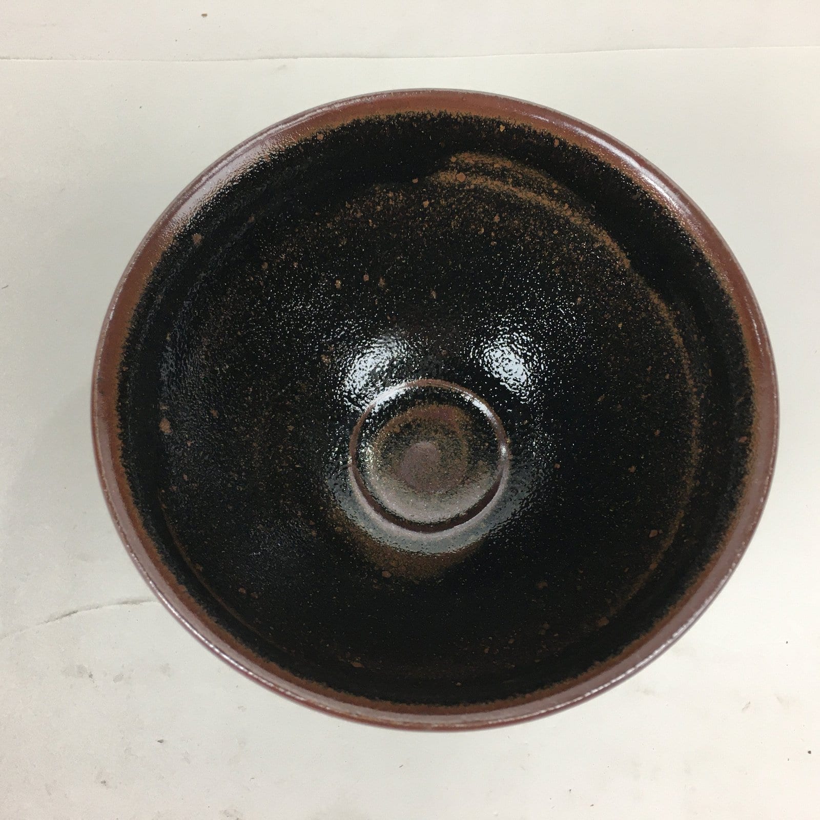 Japanese Ceramic Shigaraki Ware Tea Ceremony Bowl Vtg Black Brown Chawan GTB775