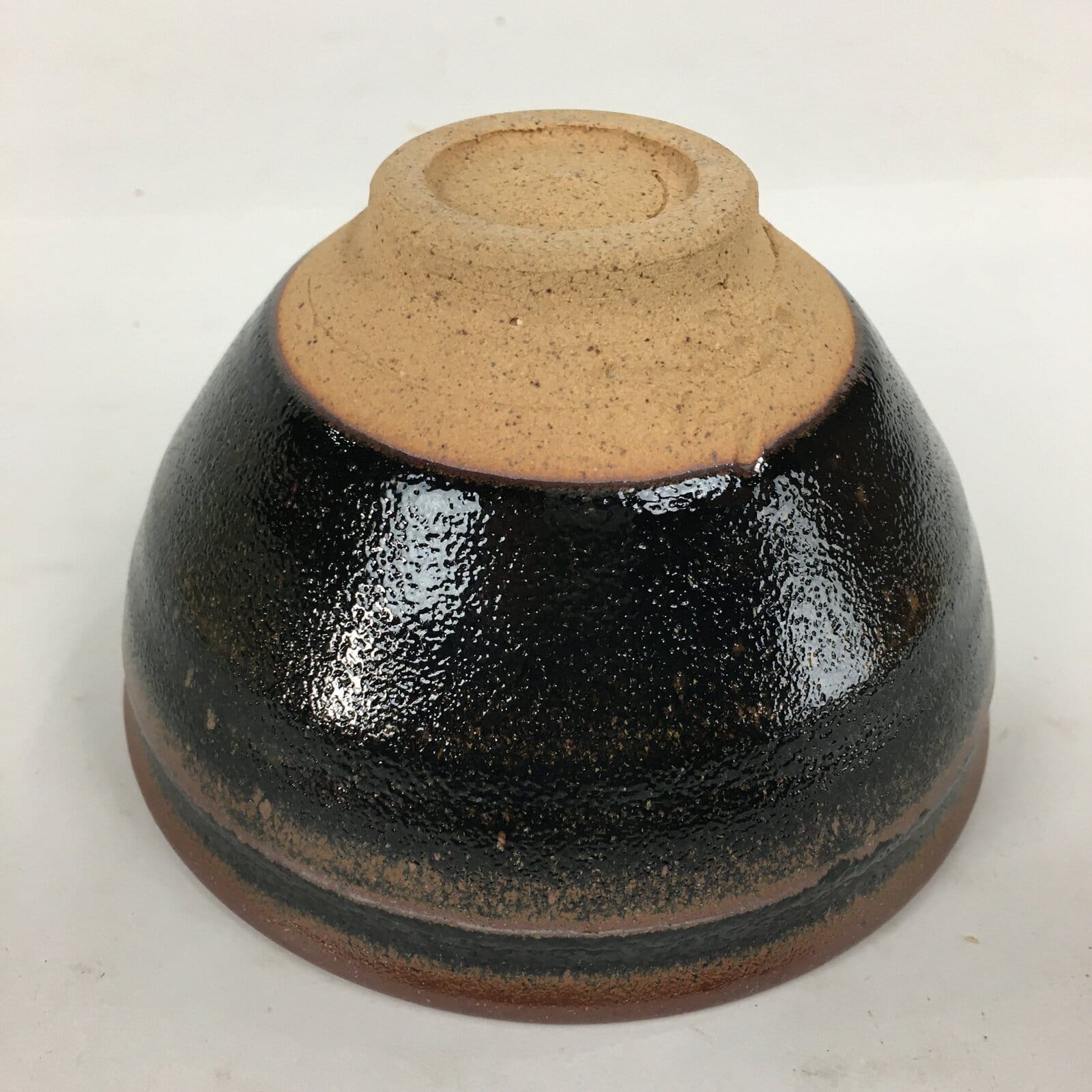 Japanese Ceramic Shigaraki Ware Tea Ceremony Bowl Vtg Black Brown Chawan GTB775