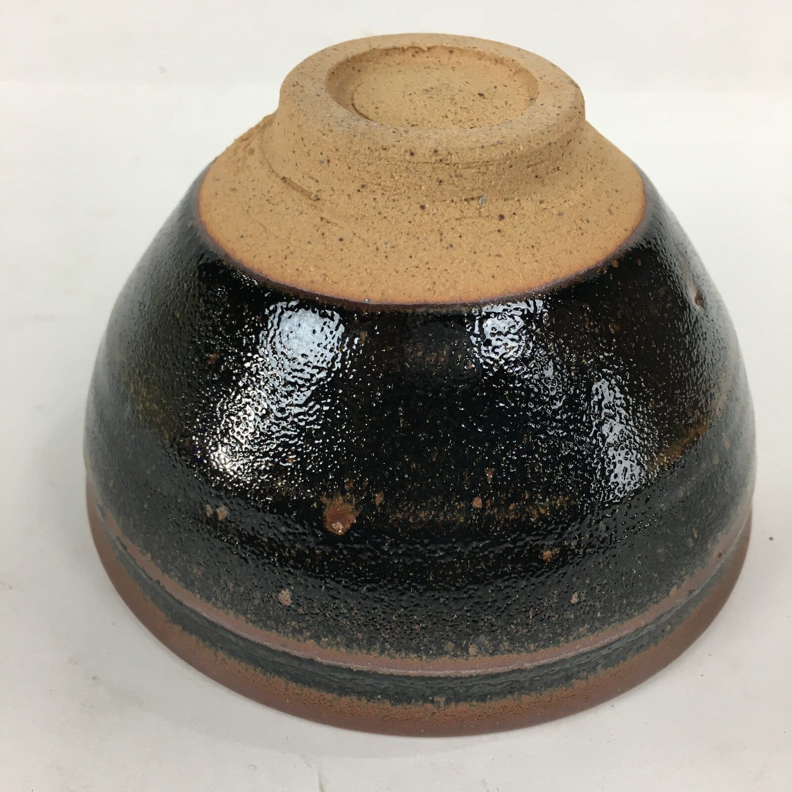 Japanese Ceramic Shigaraki Ware Tea Ceremony Bowl Vtg Black Brown Chawan GTB775