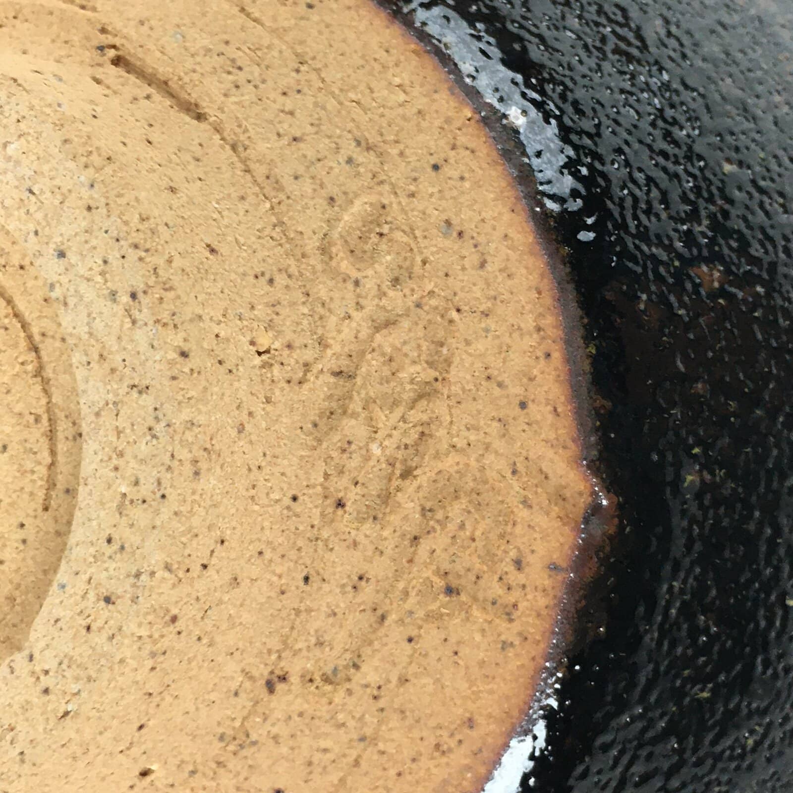 Japanese Ceramic Shigaraki Ware Tea Ceremony Bowl Vtg Black Brown Chawan GTB775