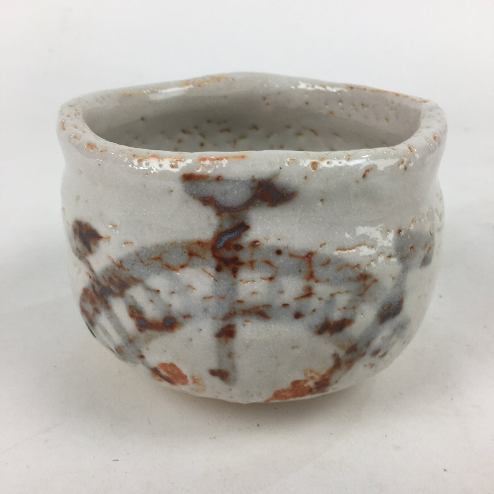 Japanese Ceramic Shino Ware Green Tea Bowl Vtg Chawan Boxed Pottery PX604