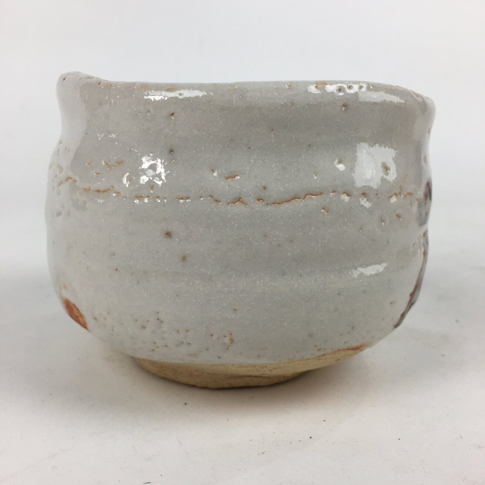 Japanese Ceramic Shino Ware Green Tea Bowl Vtg Chawan Boxed Pottery PX604