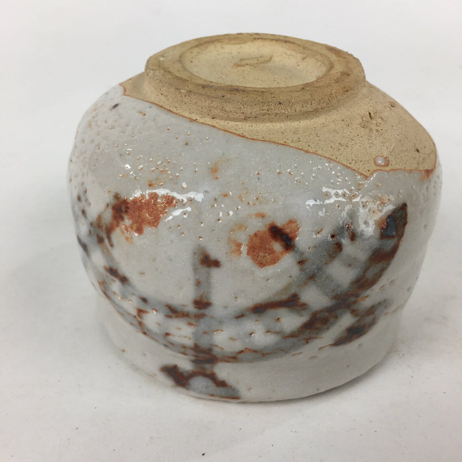 Japanese Ceramic Shino Ware Green Tea Bowl Vtg Chawan Boxed Pottery PX604