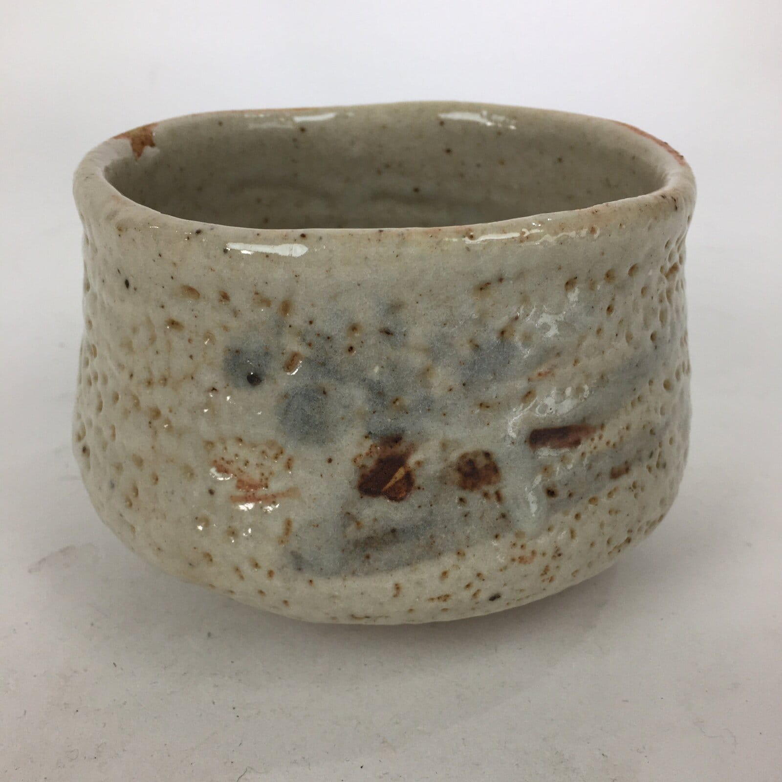 Japanese Ceramic Shino Ware Tea Ceremony Green Tea Bowl Vtg Chawan GTB872