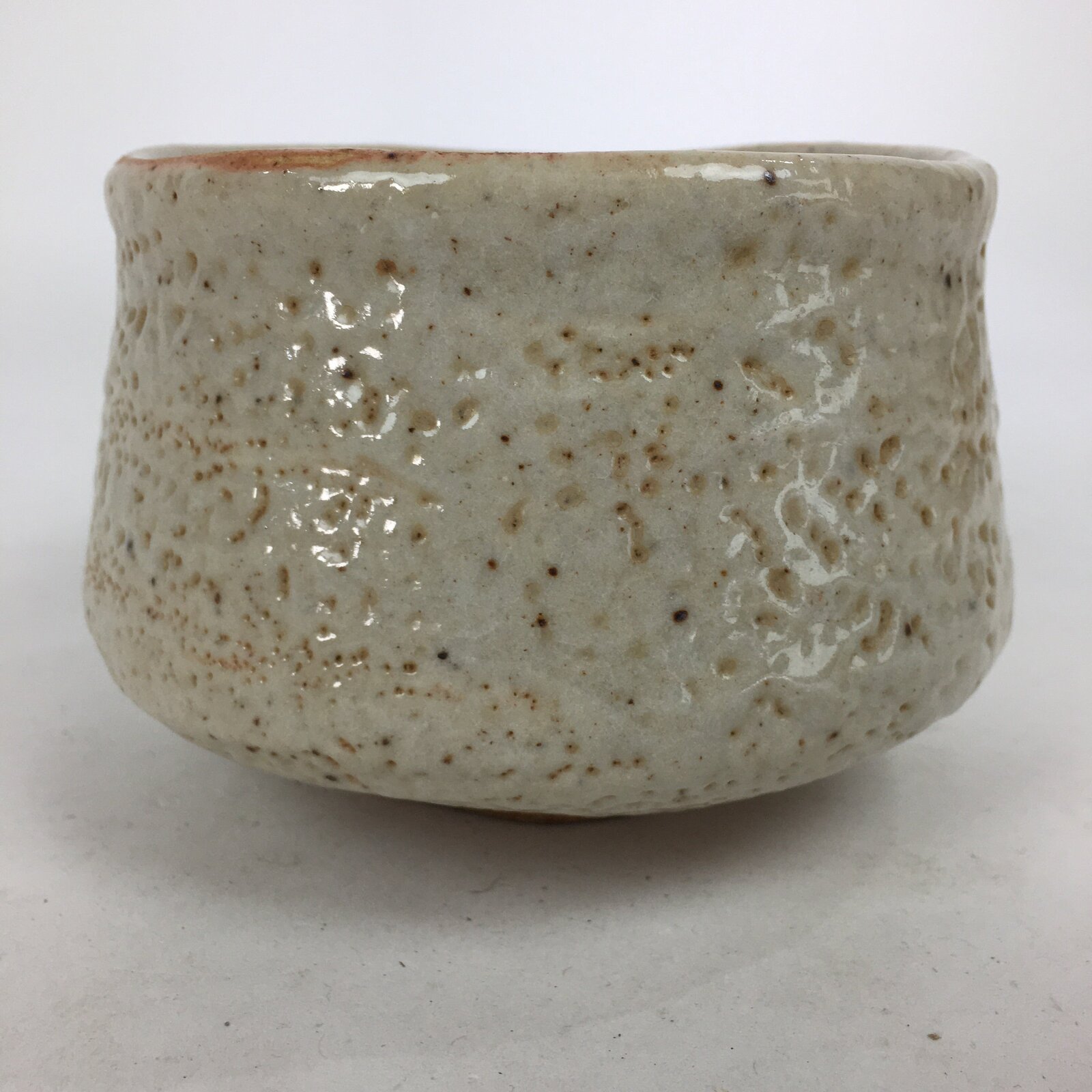 Japanese Ceramic Shino Ware Tea Ceremony Green Tea Bowl Vtg Chawan GTB872