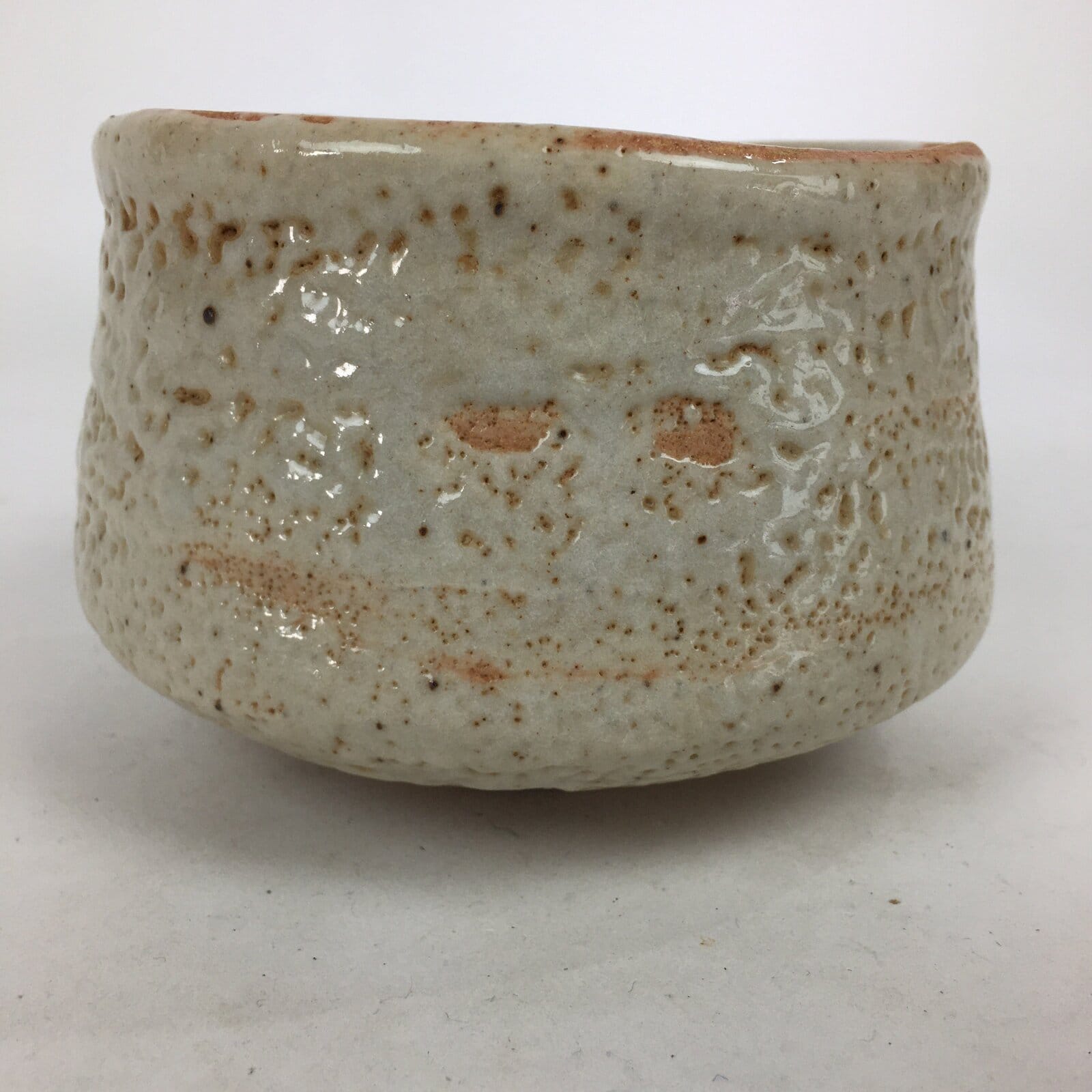 Japanese Ceramic Shino Ware Tea Ceremony Green Tea Bowl Vtg Chawan GTB872