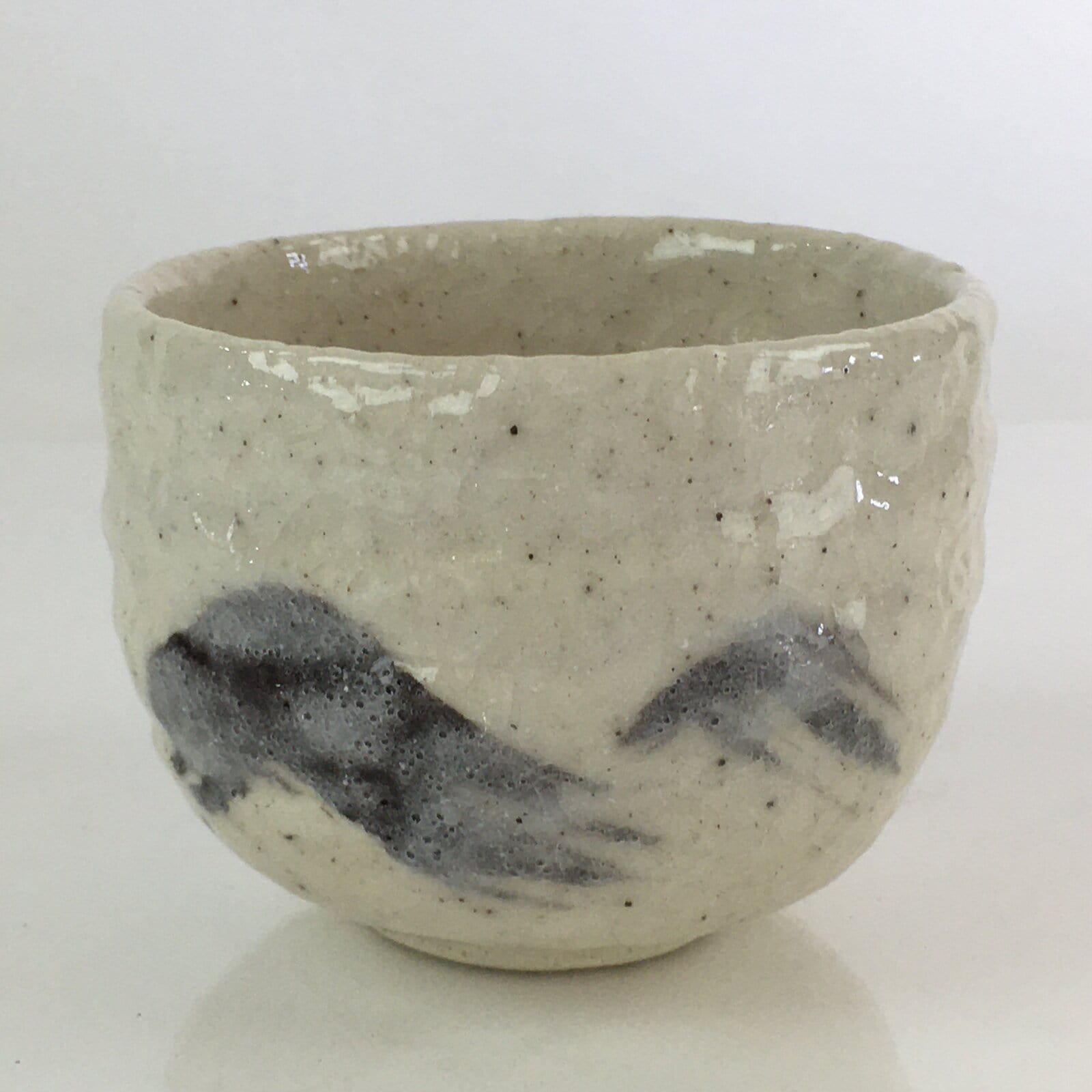 Japanese Ceramic Shino Ware Tea Ceremony Green Tea Bowl Vtg Chawan GTB946