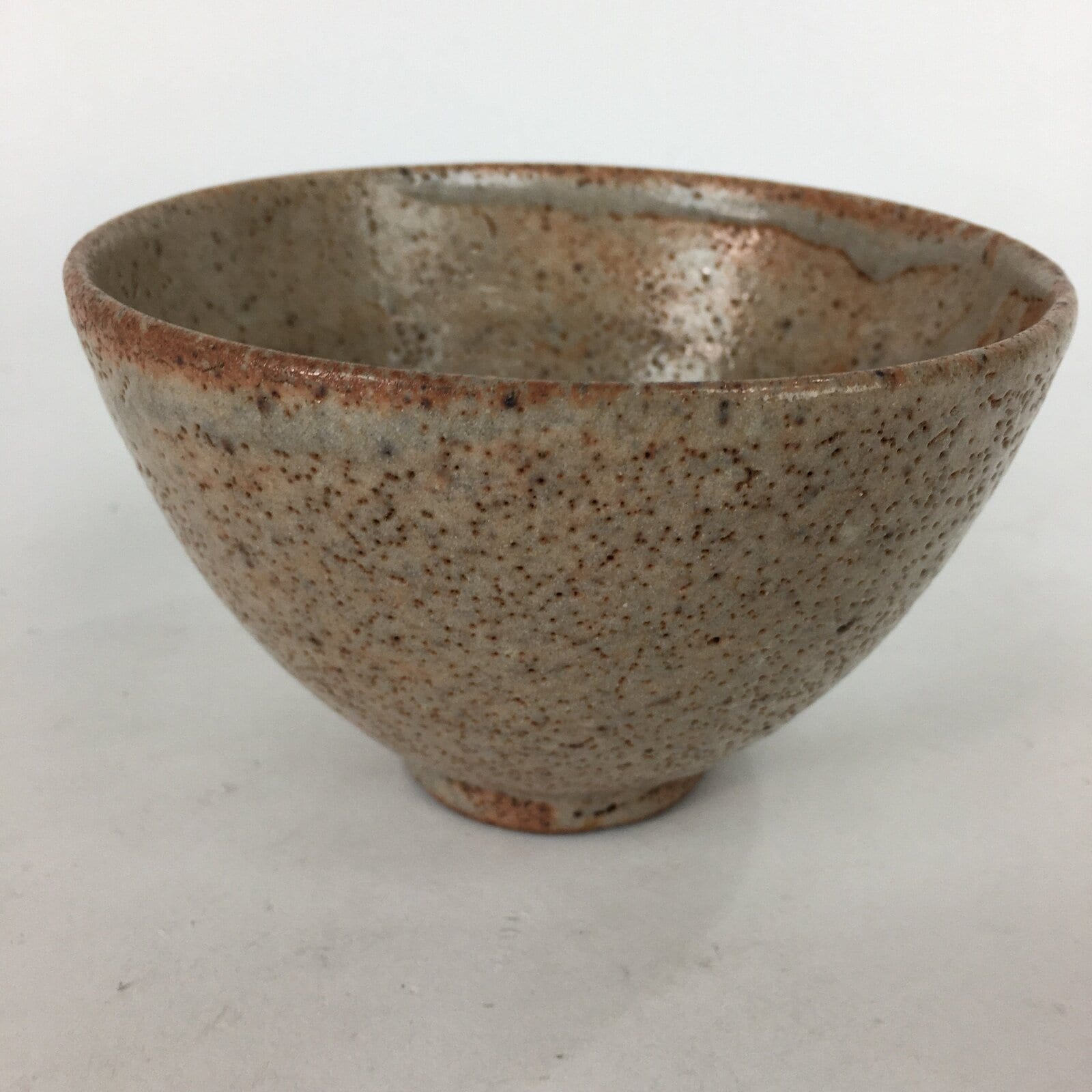 Japanese Ceramic Shino ware Tea Ceremony Bowl Vtg Chawan Brown Pottery GTB751