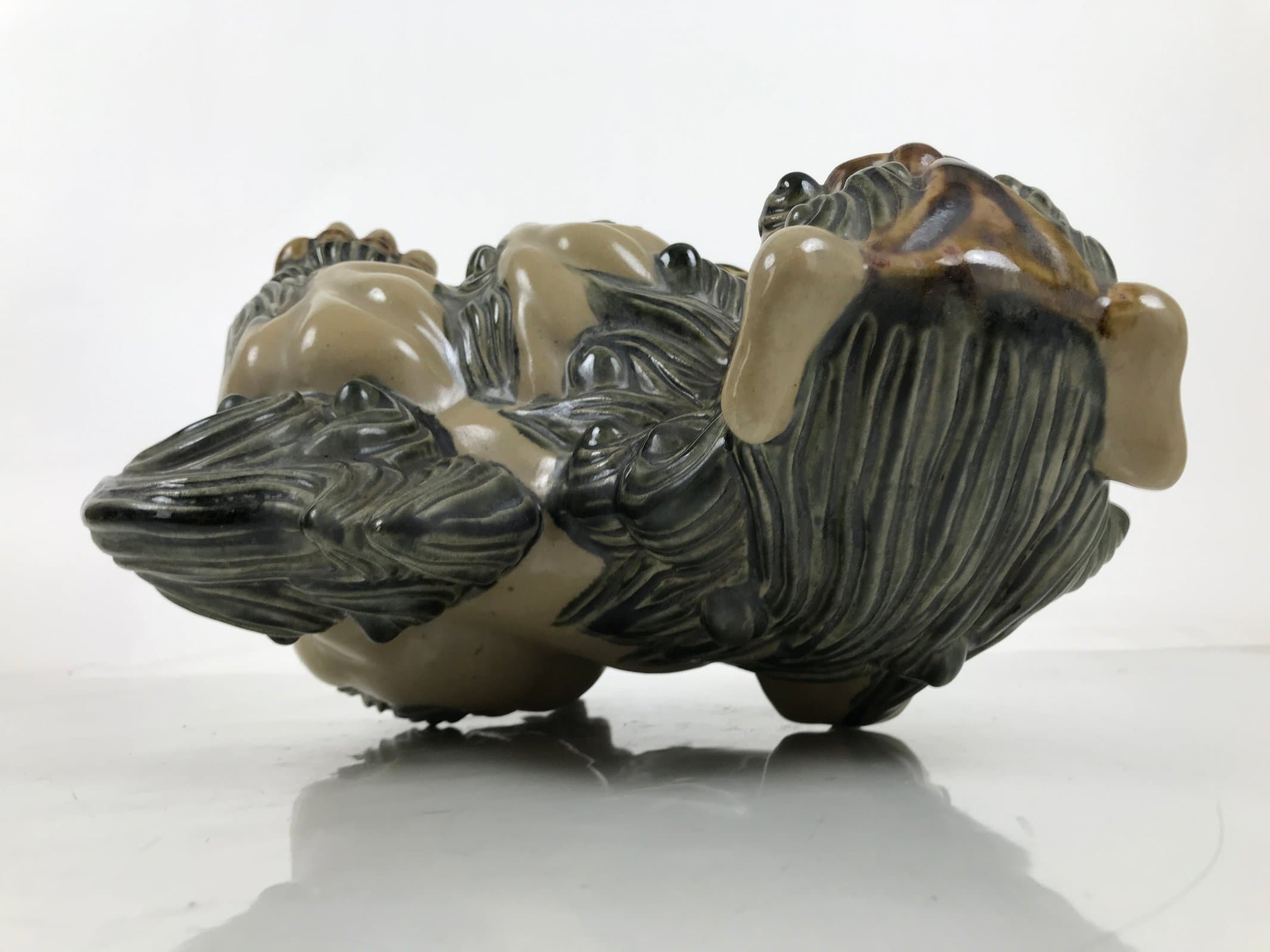 Japanese Ceramic Shishi Foo Lion Dog Statue Vtg Shisa Komainu Okimono Brown ST53