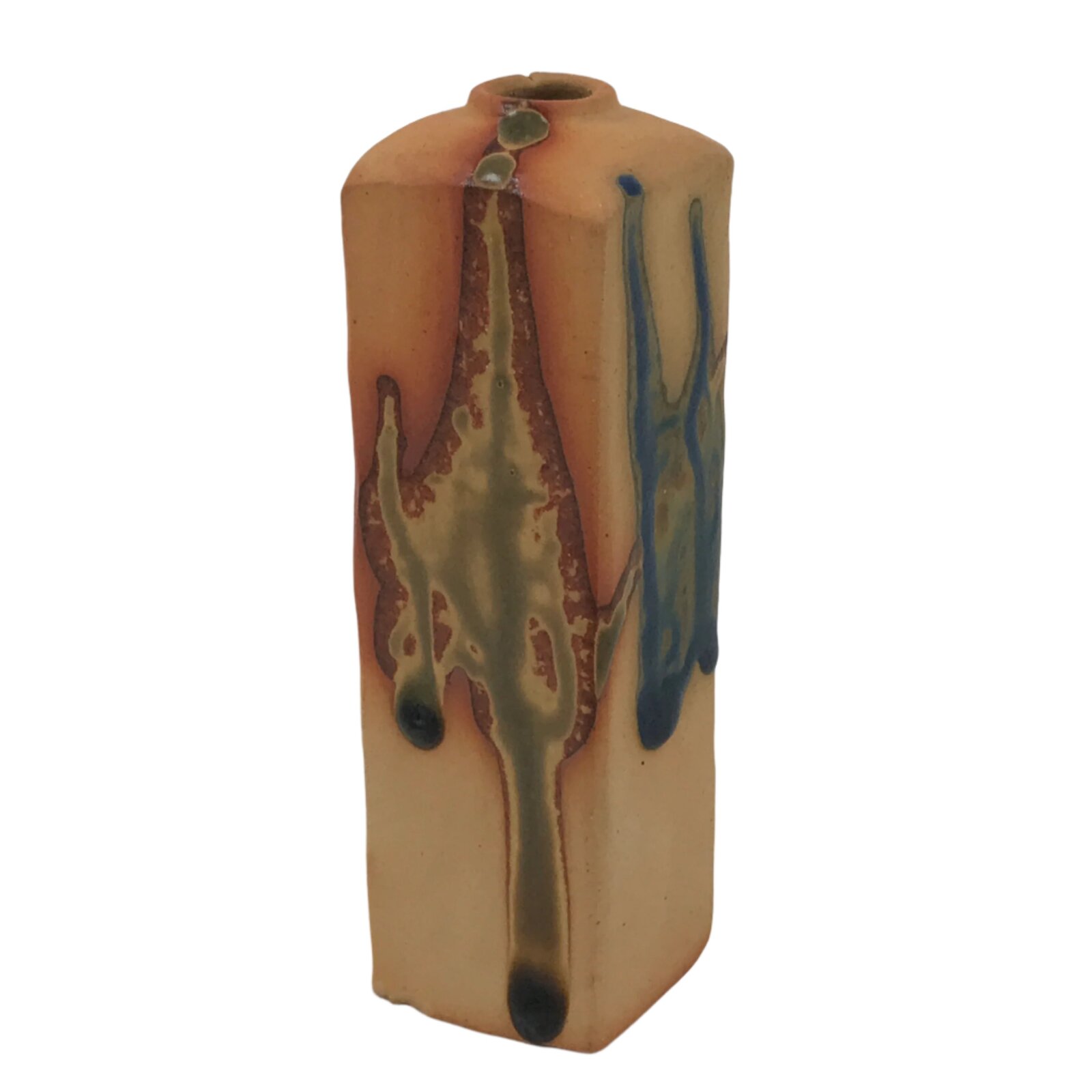 Japanese Ceramic Single Flower Vase Small Kabin Natural Glaze Terracotta MFV98