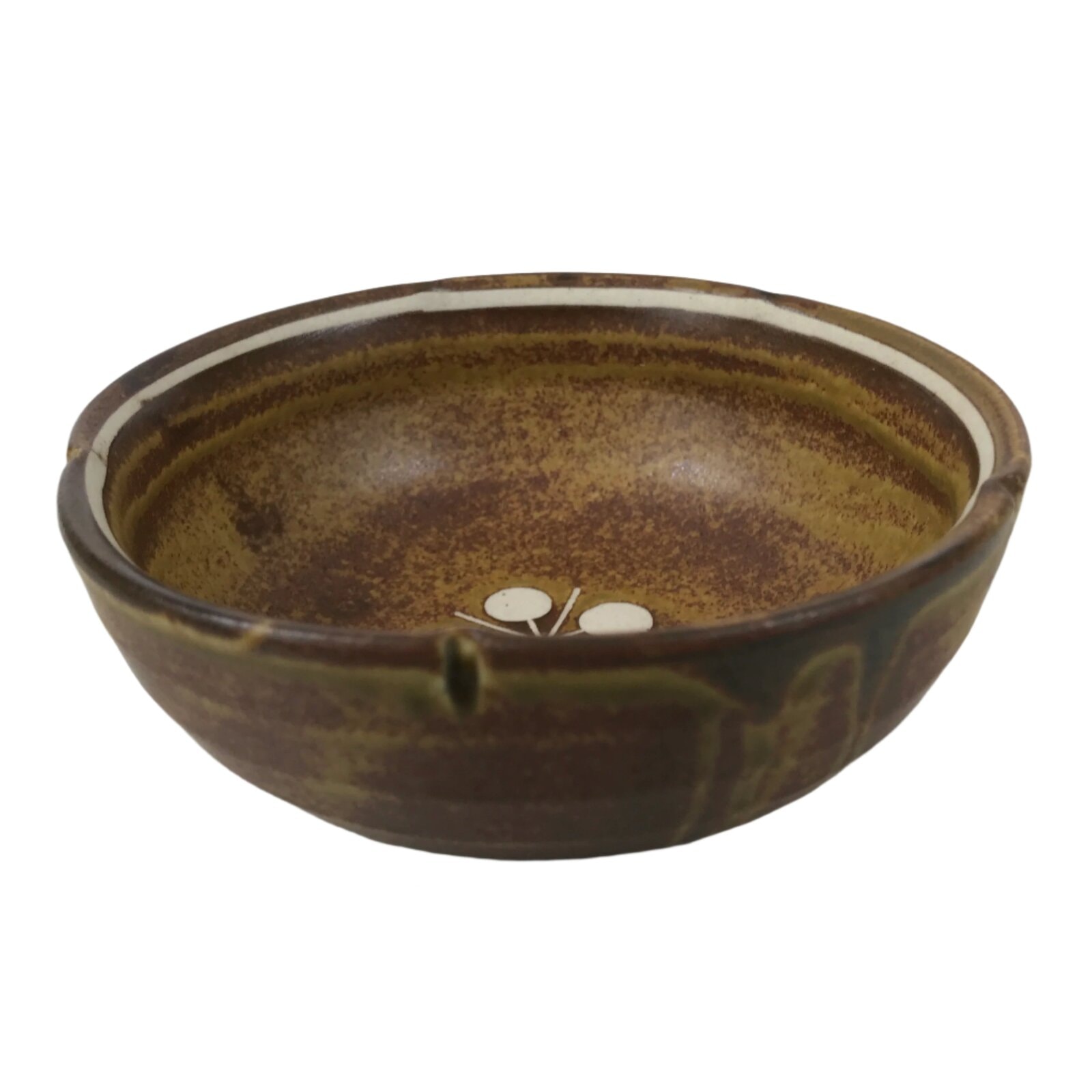 Japanese Ceramic Small Bowl Kobachi Vtg Namasu Dish Plum Blossom Ume Brown Y286