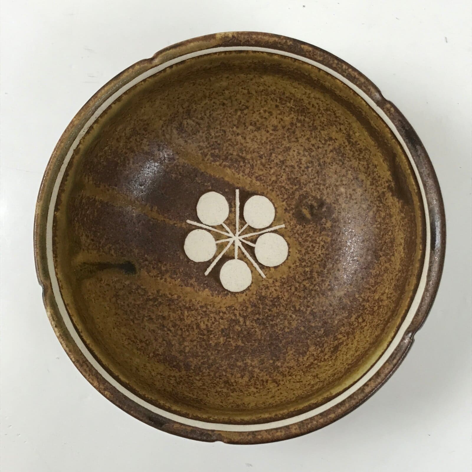Japanese Ceramic Small Bowl Kobachi Vtg Namasu Dish Plum Blossom Ume Brown Y288