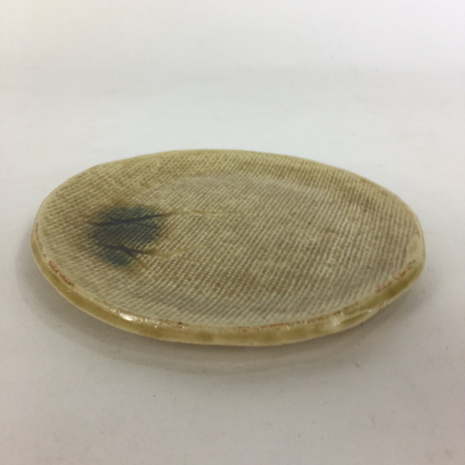 Japanese Ceramic Small Plate Kiseto ware Kozara Vtg Round Pottery Yellow PP582