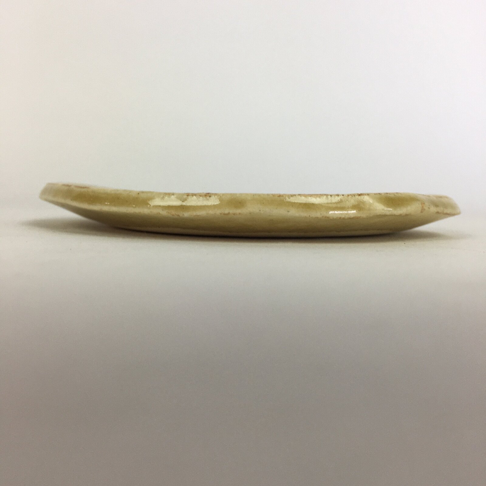 Japanese Ceramic Small Plate Kiseto ware Kozara Vtg Round Pottery Yellow PP582