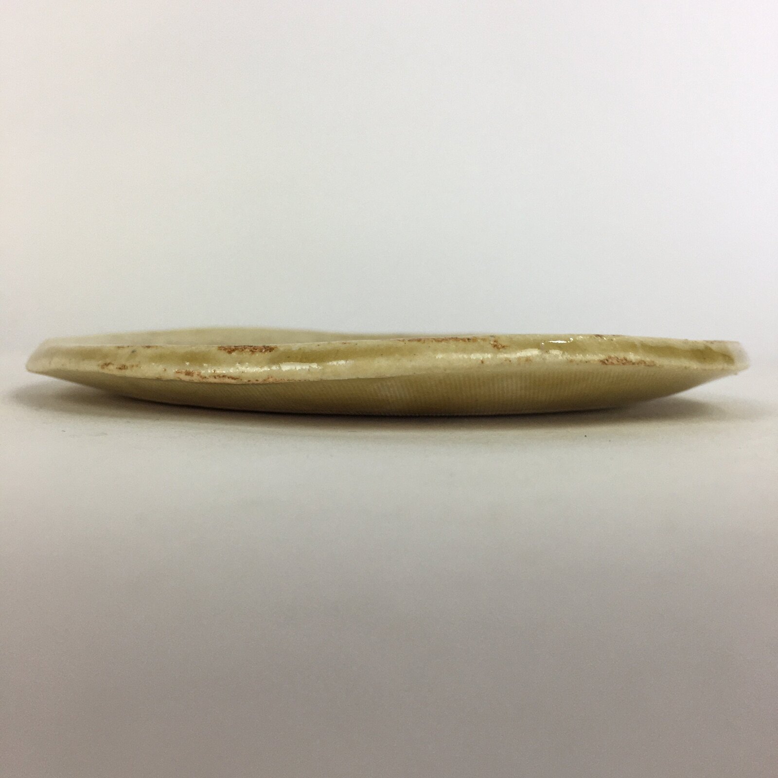 Japanese Ceramic Small Plate Kiseto ware Kozara Vtg Round Pottery Yellow PP582