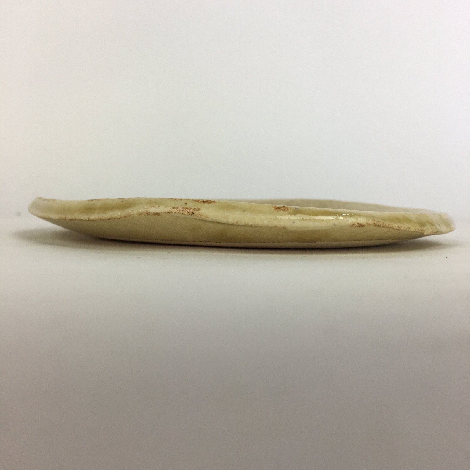 Japanese Ceramic Small Plate Kiseto ware Kozara Vtg Round Pottery Yellow PP582