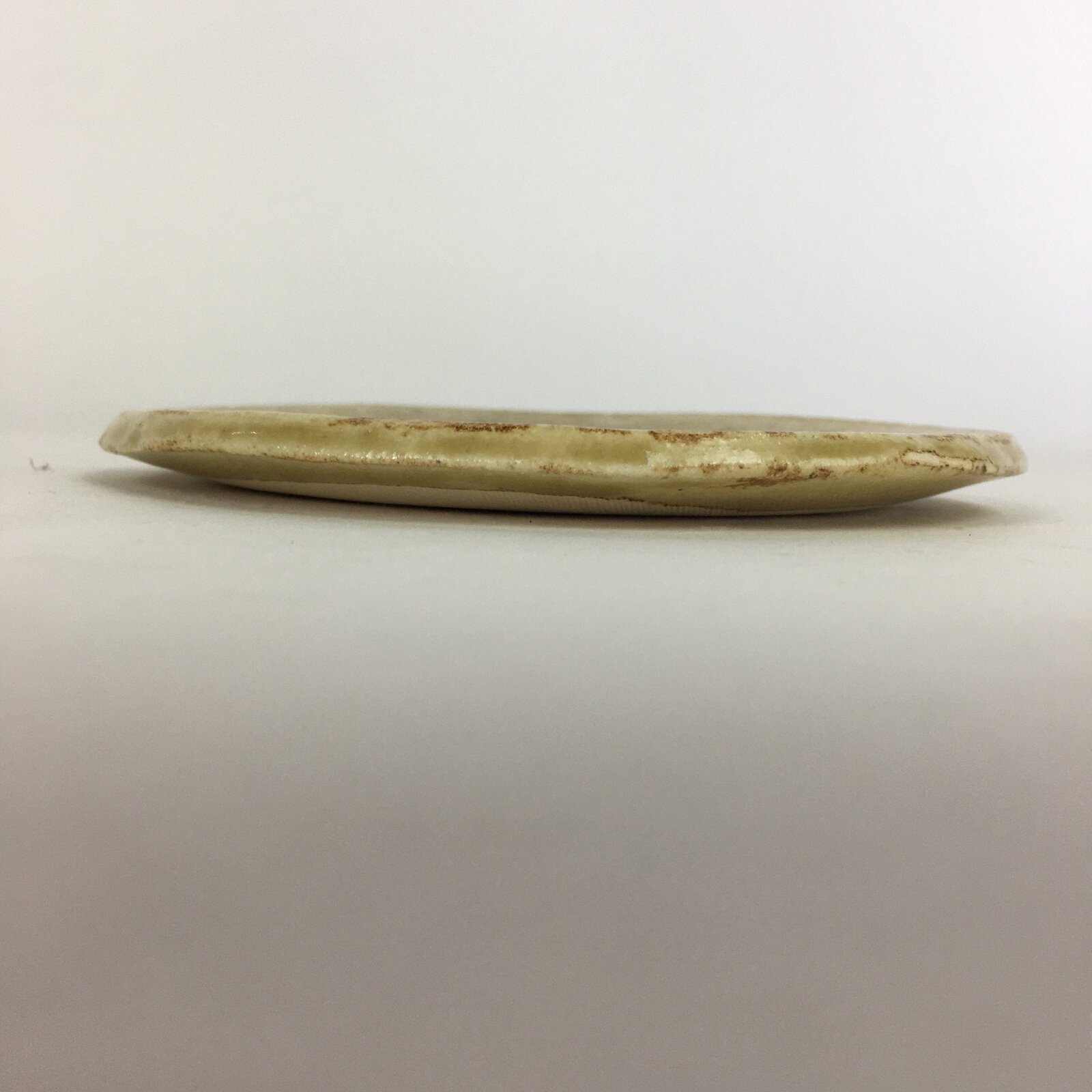 Japanese Ceramic Small Plate Kiseto ware Kozara Vtg Round Pottery Yellow PP583