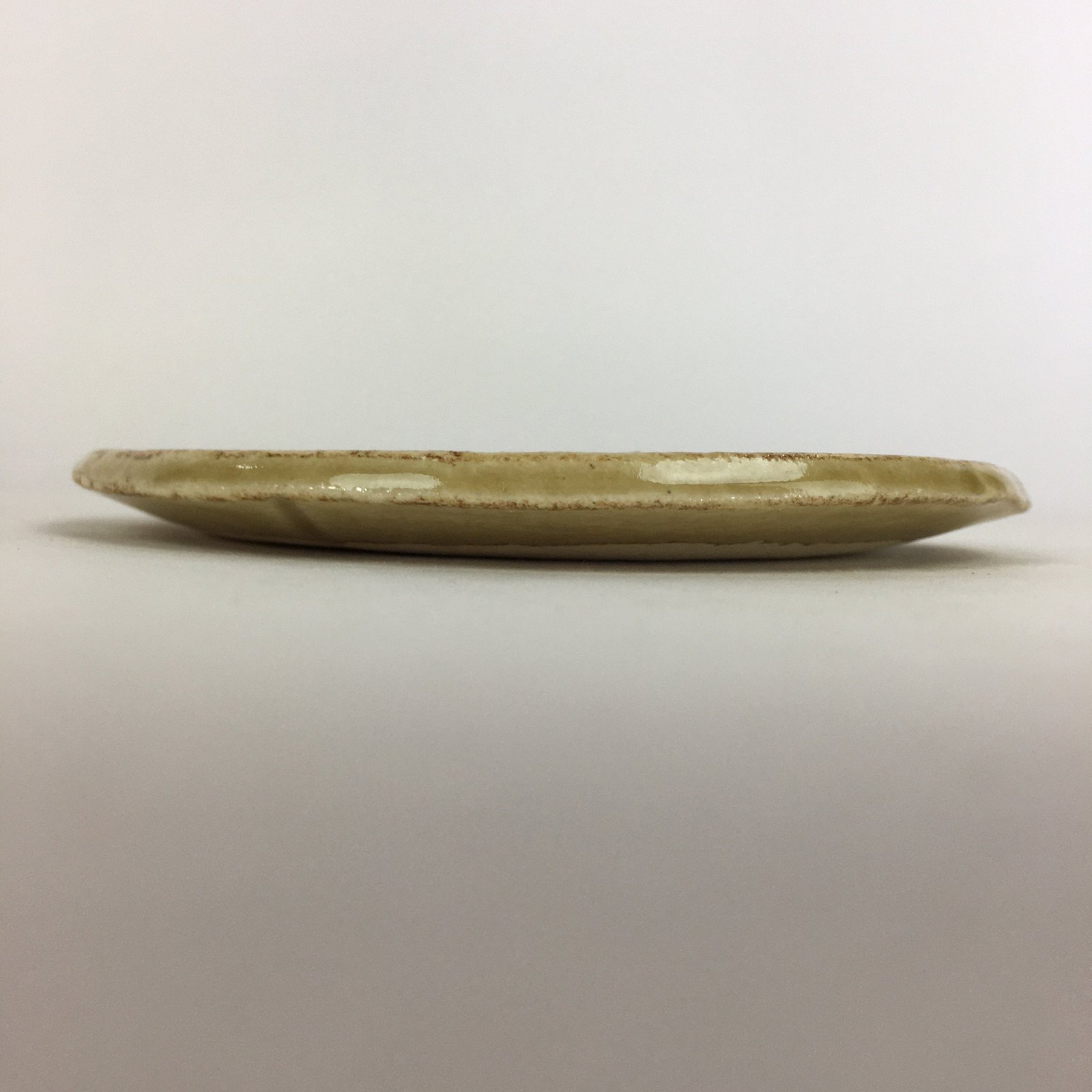 Japanese Ceramic Small Plate Kiseto ware Kozara Vtg Round Pottery Yellow PP583