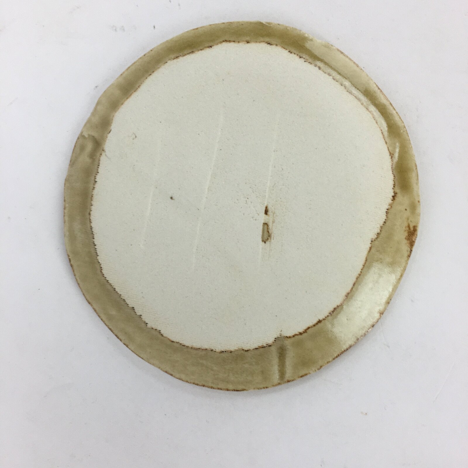 Japanese Ceramic Small Plate Kiseto ware Kozara Vtg Round Pottery Yellow PP583