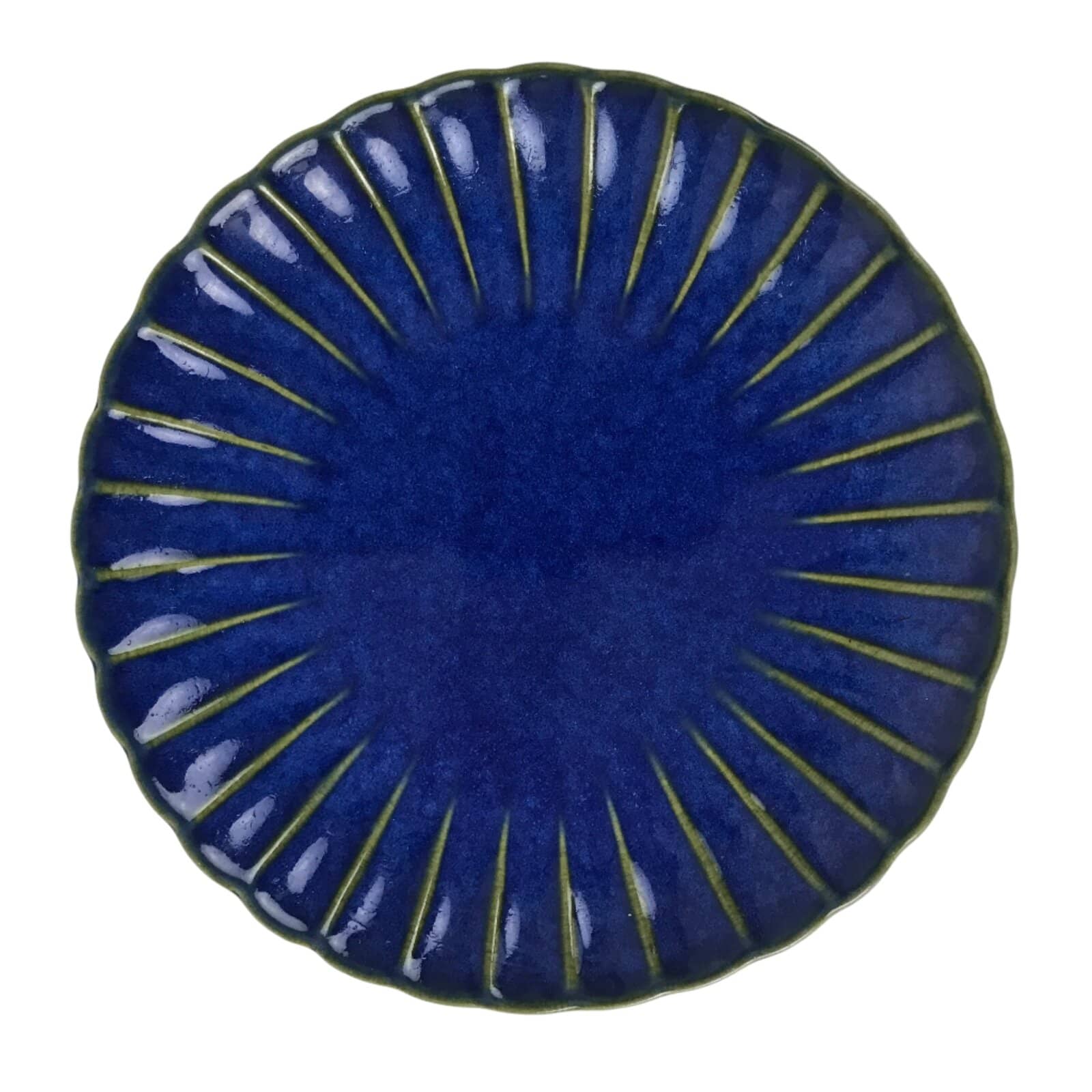 Japanese Ceramic Small Plate Kozara Vtg Sara Round Chrysanthemum Kiku Blue Y231