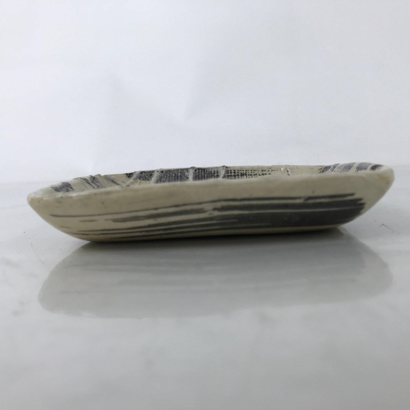 Japanese Ceramic Small Plate Kozara Vtg Sara Square Pottery Black Beige Y233