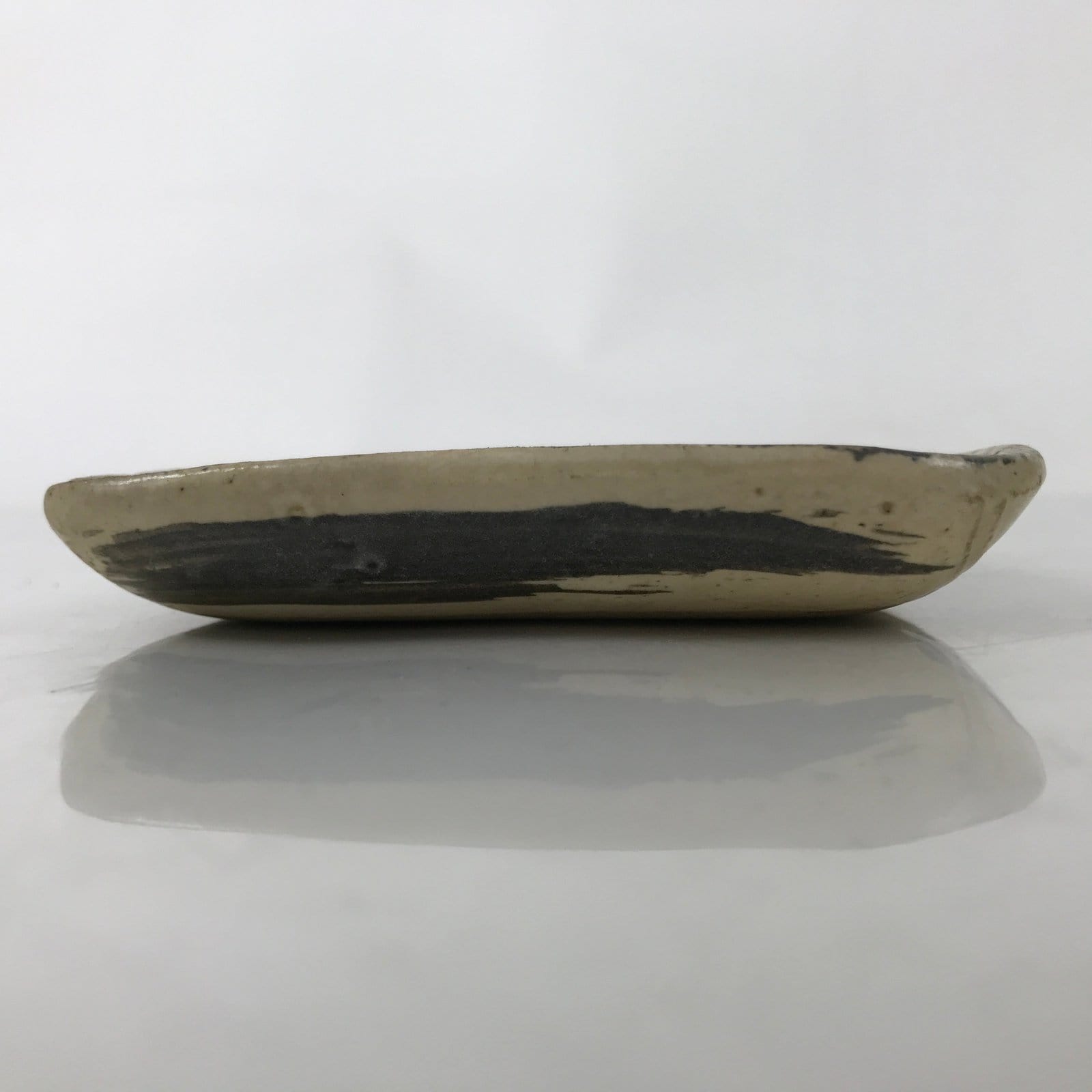 Japanese Ceramic Small Plate Kozara Vtg Sara Square Pottery Black Beige Y235