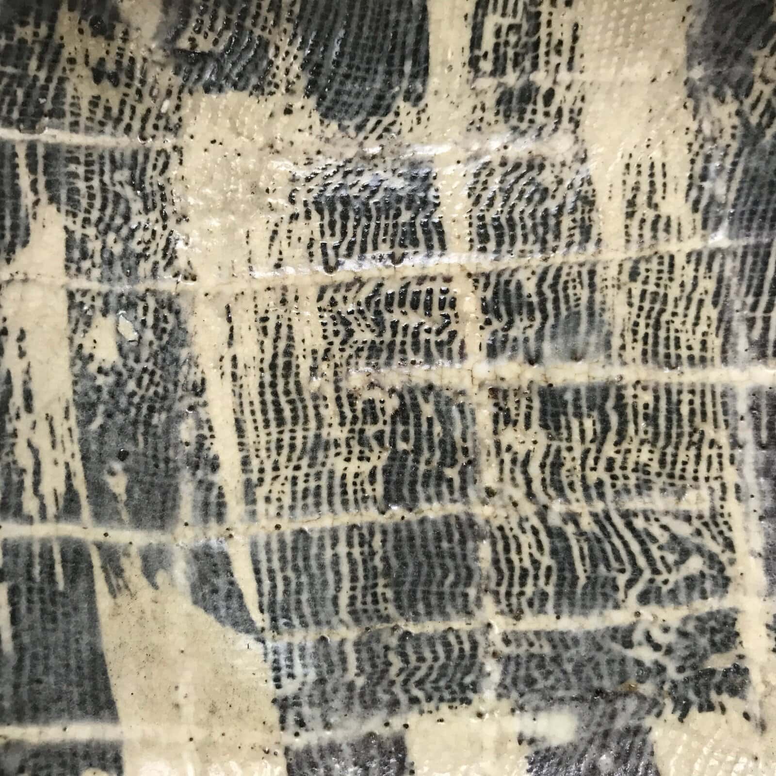 Japanese Ceramic Small Plate Kozara Vtg Sara Square Pottery Black Beige Y235