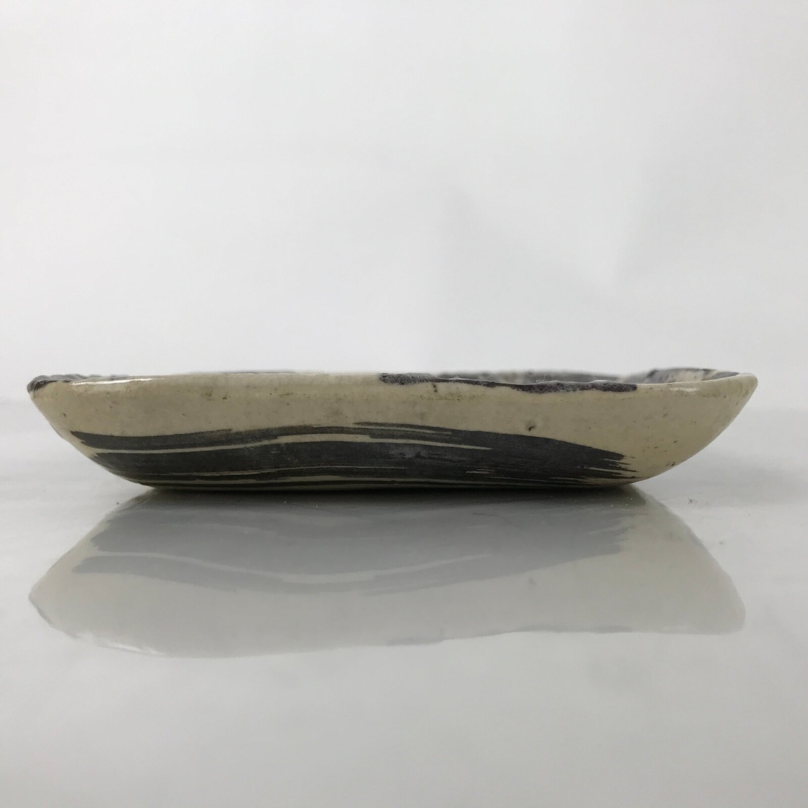 Japanese Ceramic Small Plate Kozara Vtg Sara Square Pottery Black Beige Y240