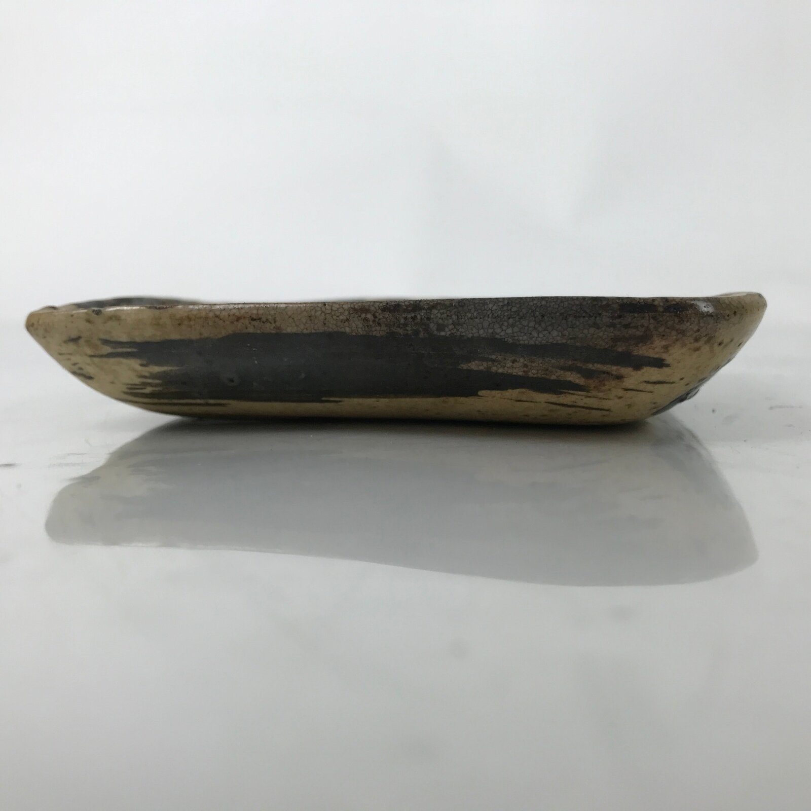 Japanese Ceramic Small Plate Kozara Vtg Sara Square Pottery Black Brown Y237