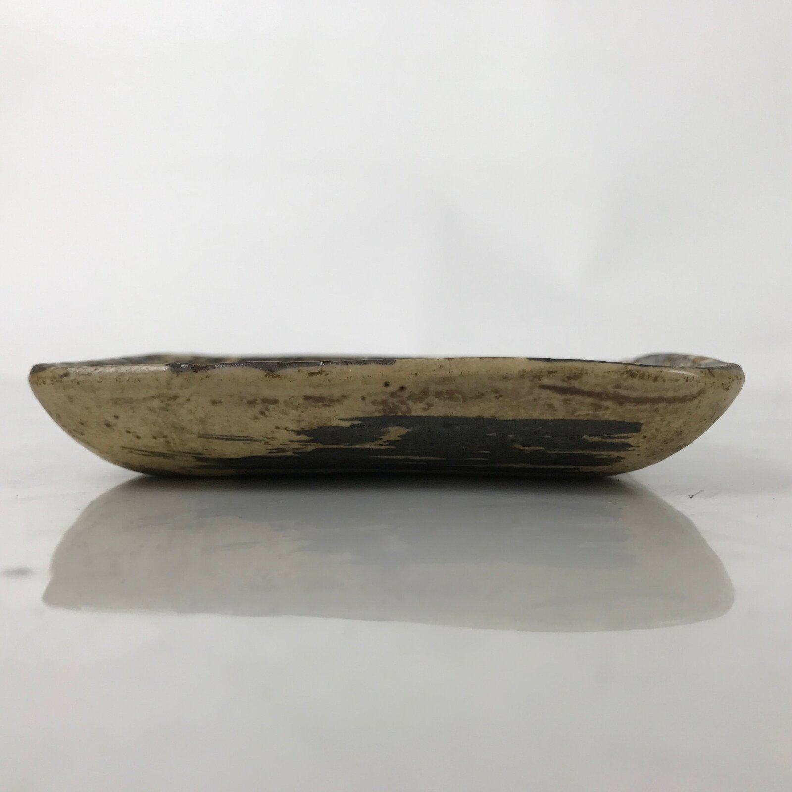 Japanese Ceramic Small Plate Kozara Vtg Sara Square Pottery Black Brown Y237
