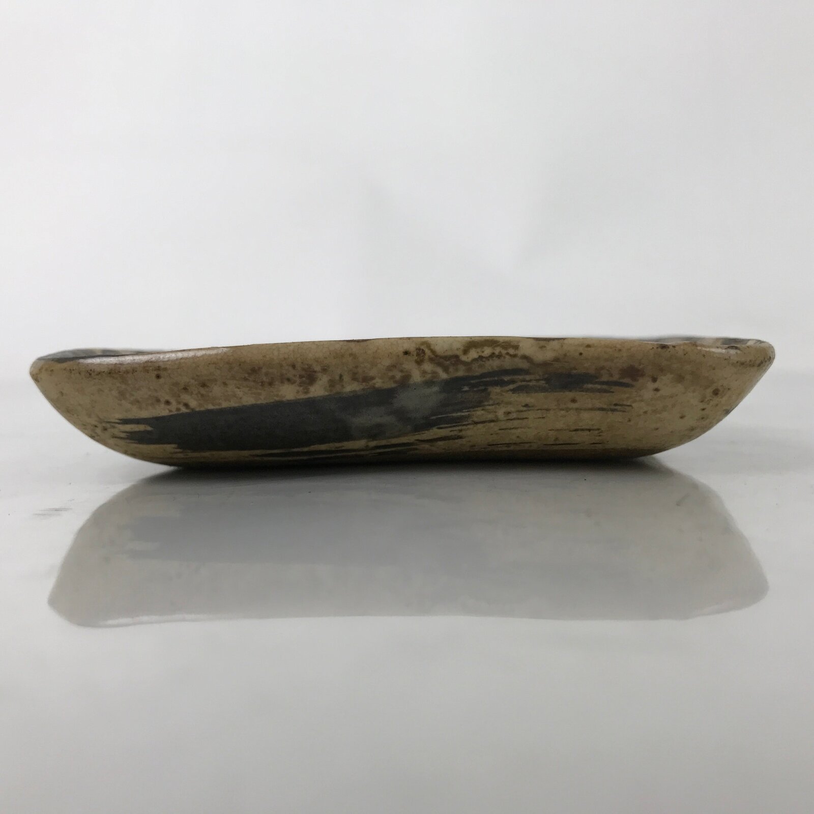 Japanese Ceramic Small Plate Kozara Vtg Sara Square Pottery Black Brown Y237