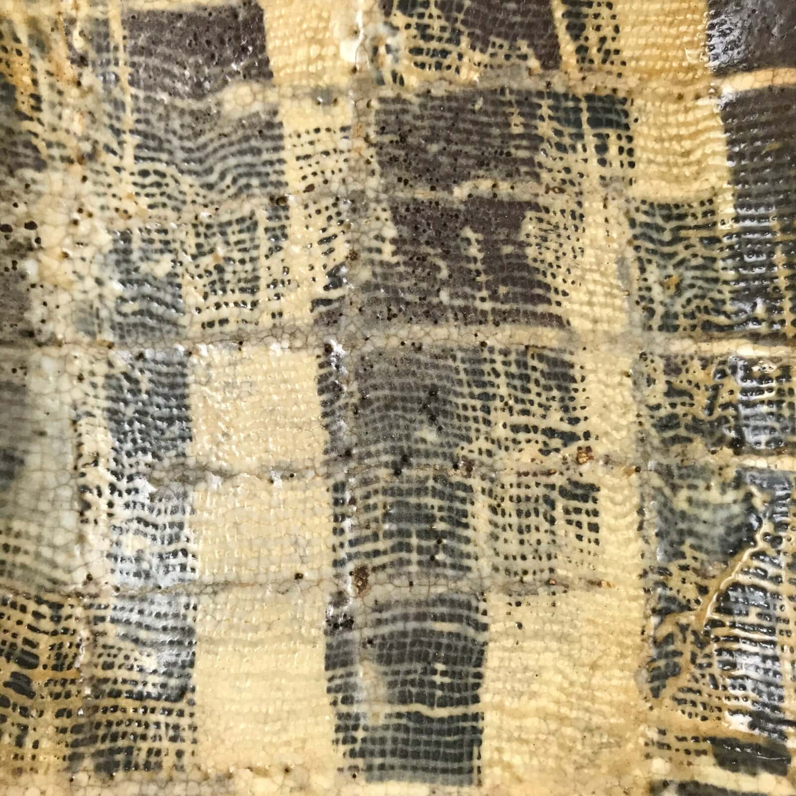 Japanese Ceramic Small Plate Kozara Vtg Sara Square Pottery Black Brown Y237